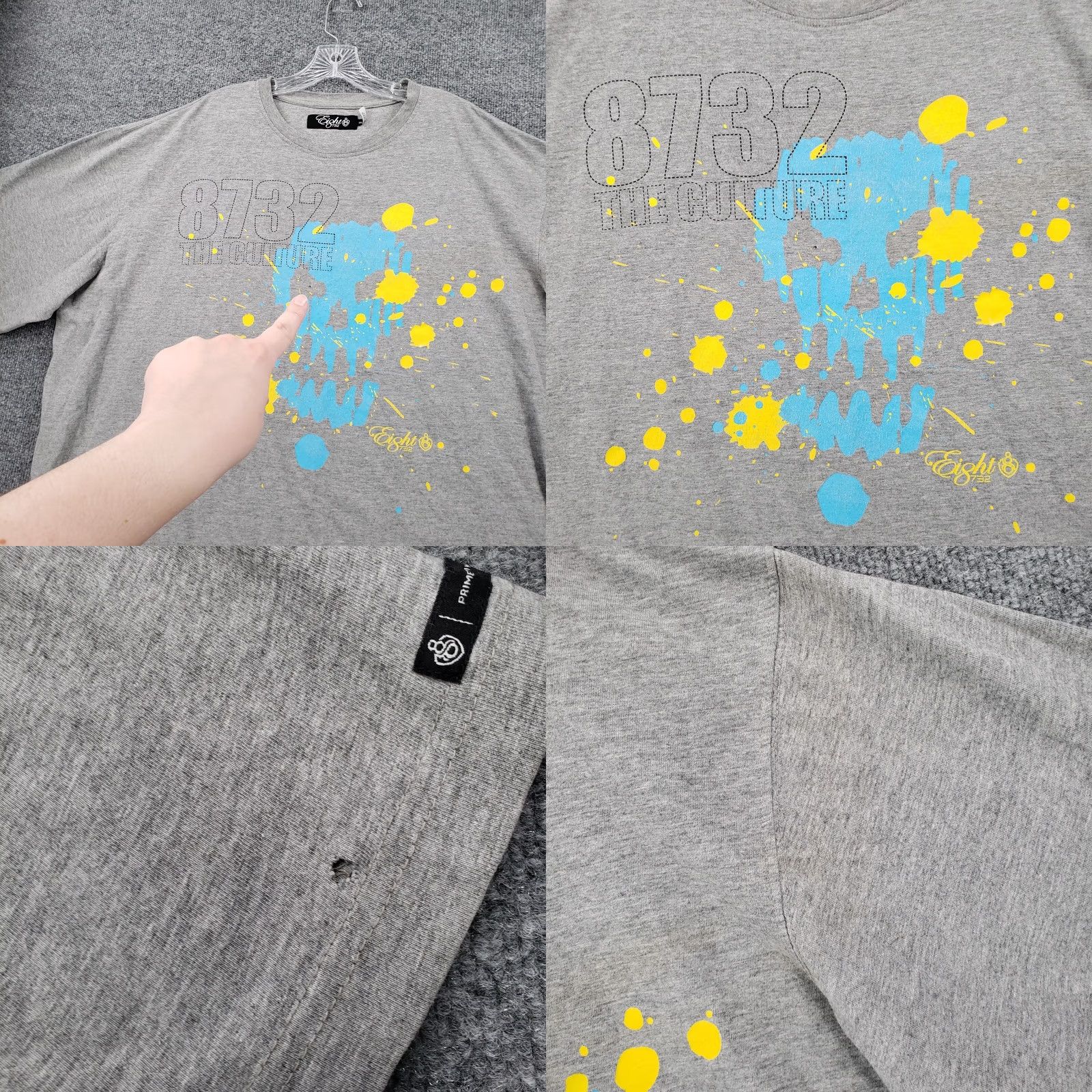 Vintage Eight 732 The Culture T-Shirt Mens XXXL Gray Skull Crew Neck Short Sleeve Size US XXL / EU 58 / 5 - 8 Thumbnail