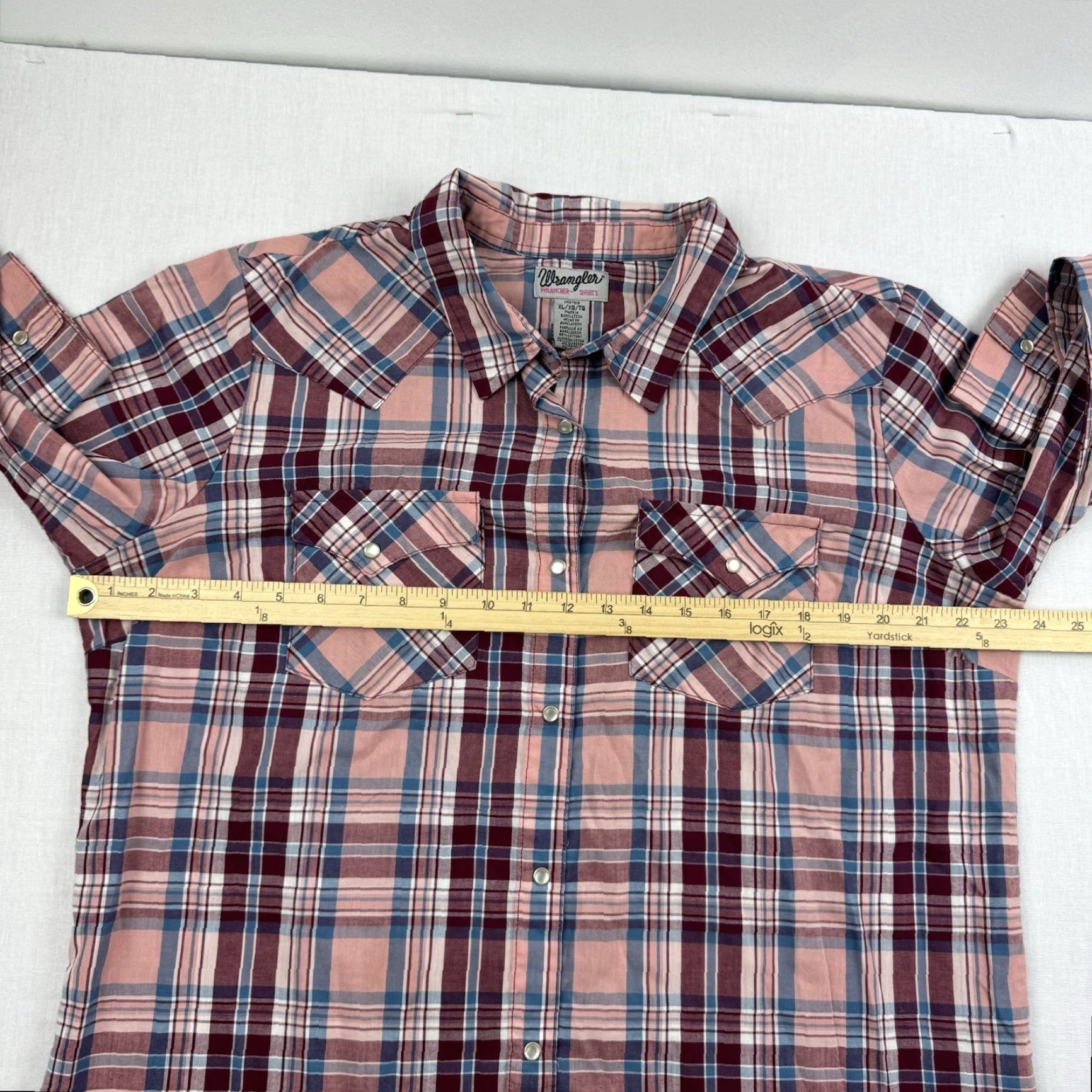 Wrangler Vintage Wrangler Cowgirl Shirt Women XL Pink Red Plaid Western Y2K Pearl Snap Size XL / US 12-14 / IT 48-50 - 6 Thumbnail