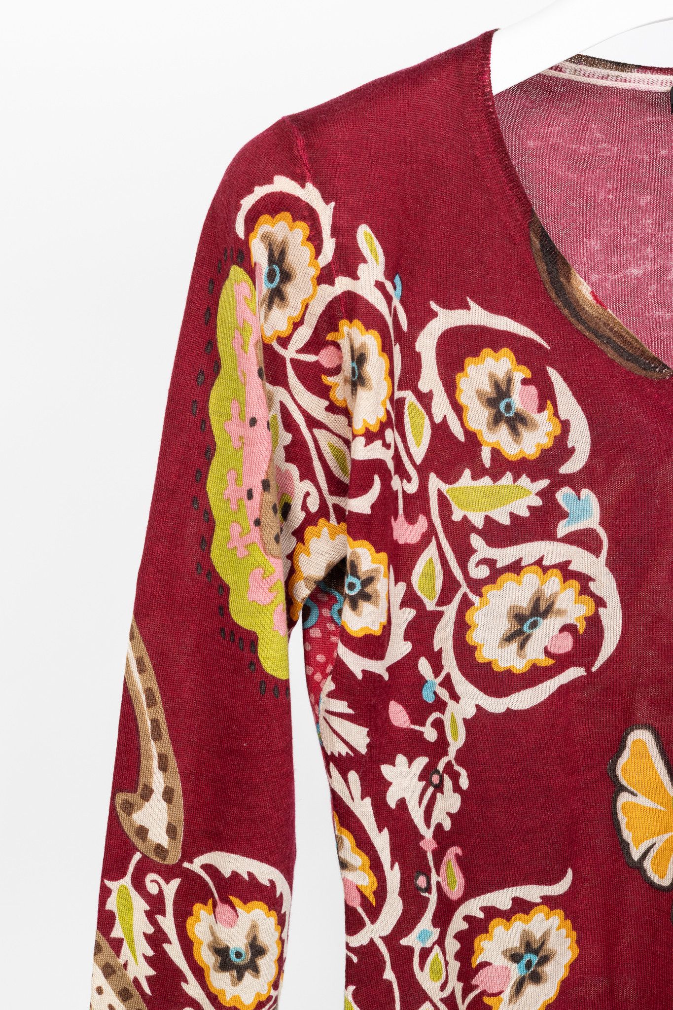 Etro Etro Burgundy Silk & Cashmere Floral-Paisley Pullover Size M / US 6-8 / IT 42-44 - 5 Thumbnail