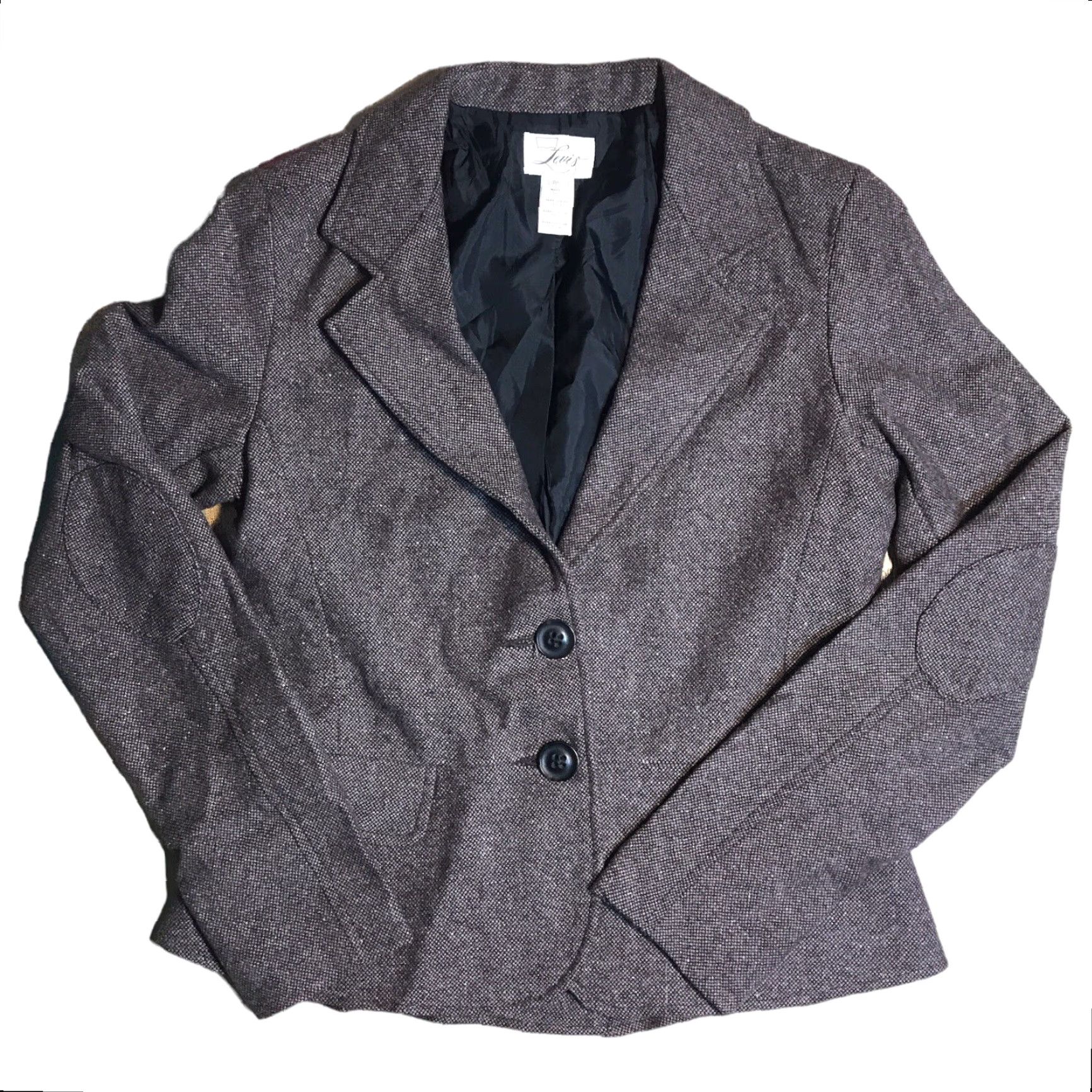 Levi's Levis Blazer Womens Small Tag Brown Wool Blend Tweed Padded Elbows Flecks Jacket Size S / US 4 / IT 40 - 2 Thumbnail
