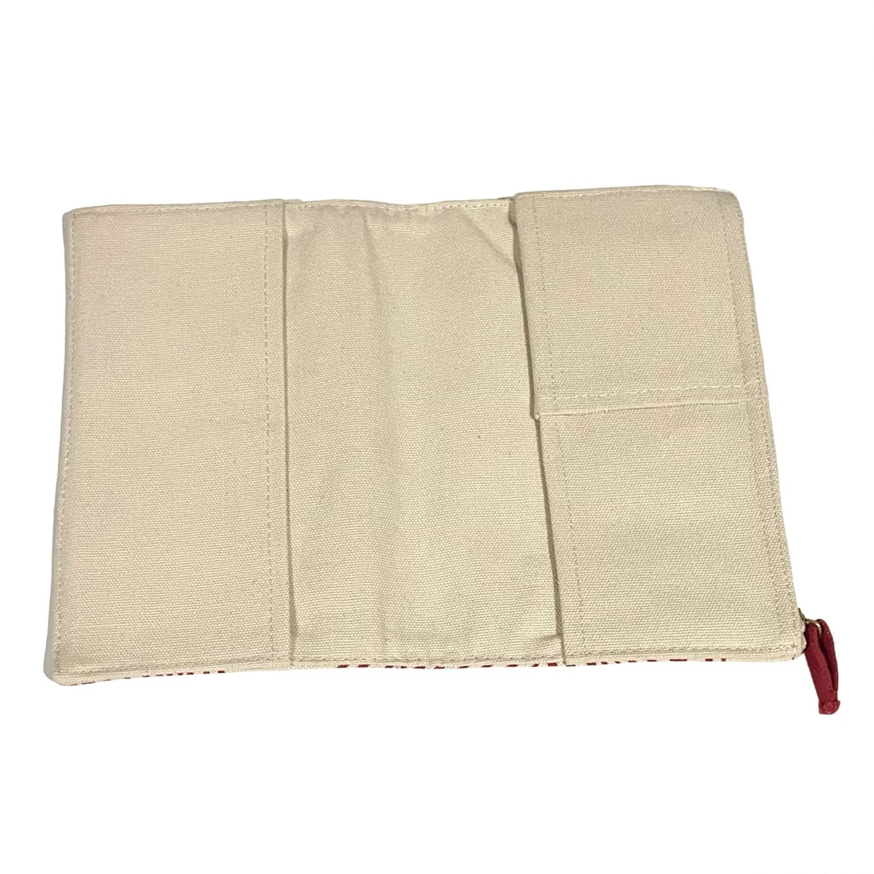 Vintage Mara mi Wallet Pouch Organizer Red Beige Canvas Bi-Fold Zipper Purse Size ONE SIZE - 3 Thumbnail