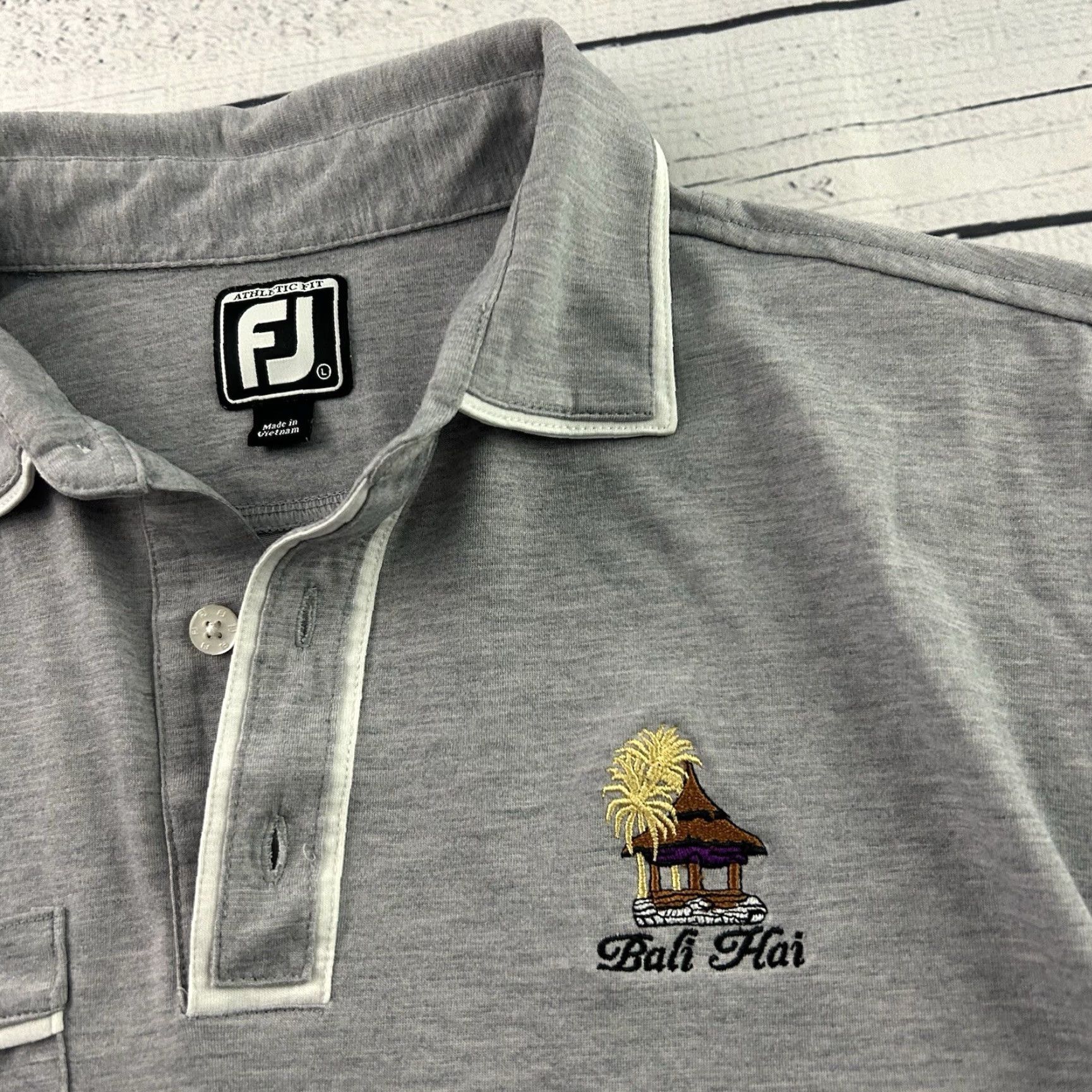 Footjoy FootJoy Athletic Fit Bali Hai Short Sleeve Golf Polo Shirt Men's L Gray Size US L / EU 52-54 / 3 - 2 Thumbnail