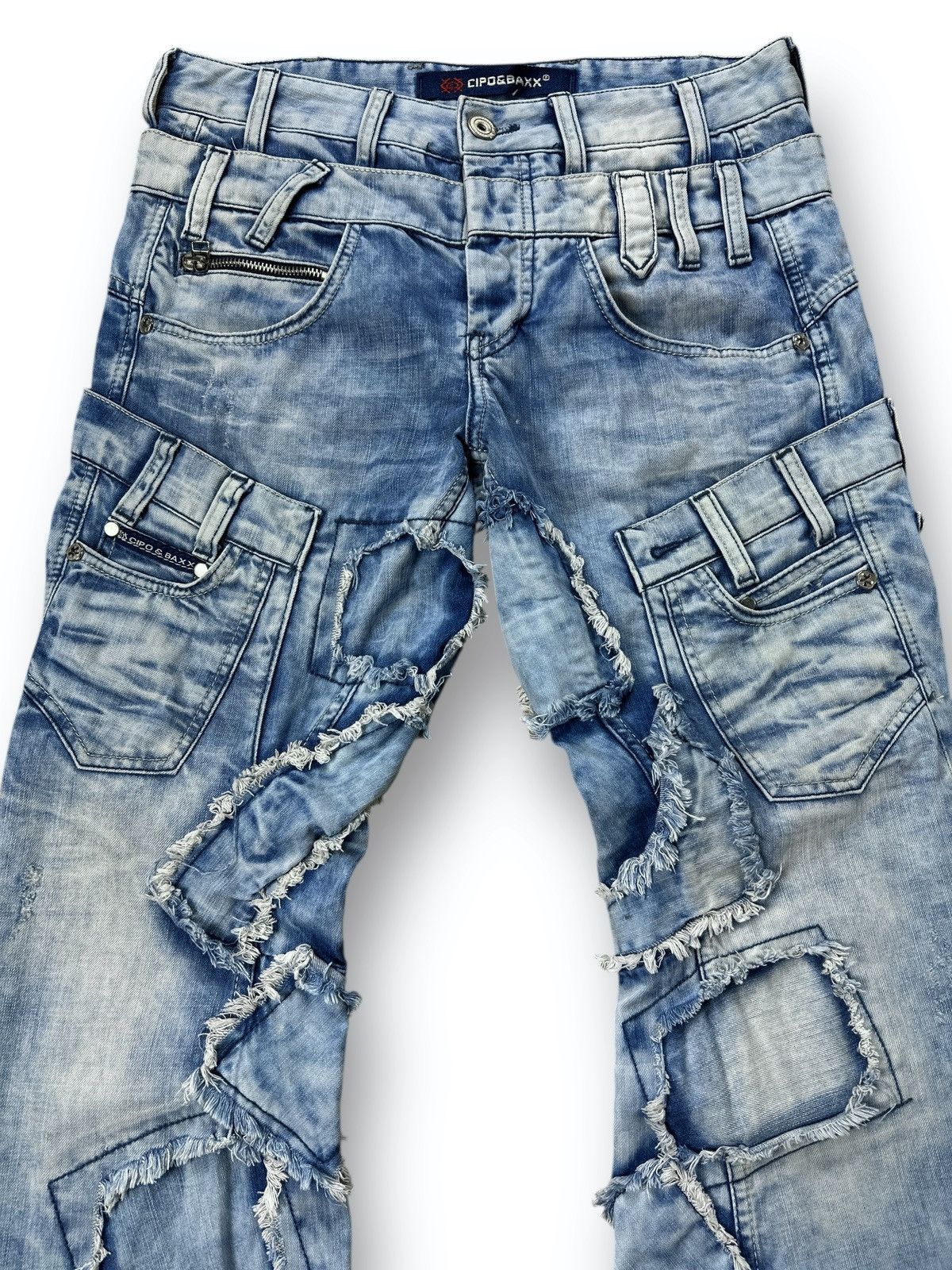 Japanese Brand Vintage Y2K Cipo & Baxx Double Waist Patchwork Jeans W29 L32 Size US 29 - 2 Thumbnail