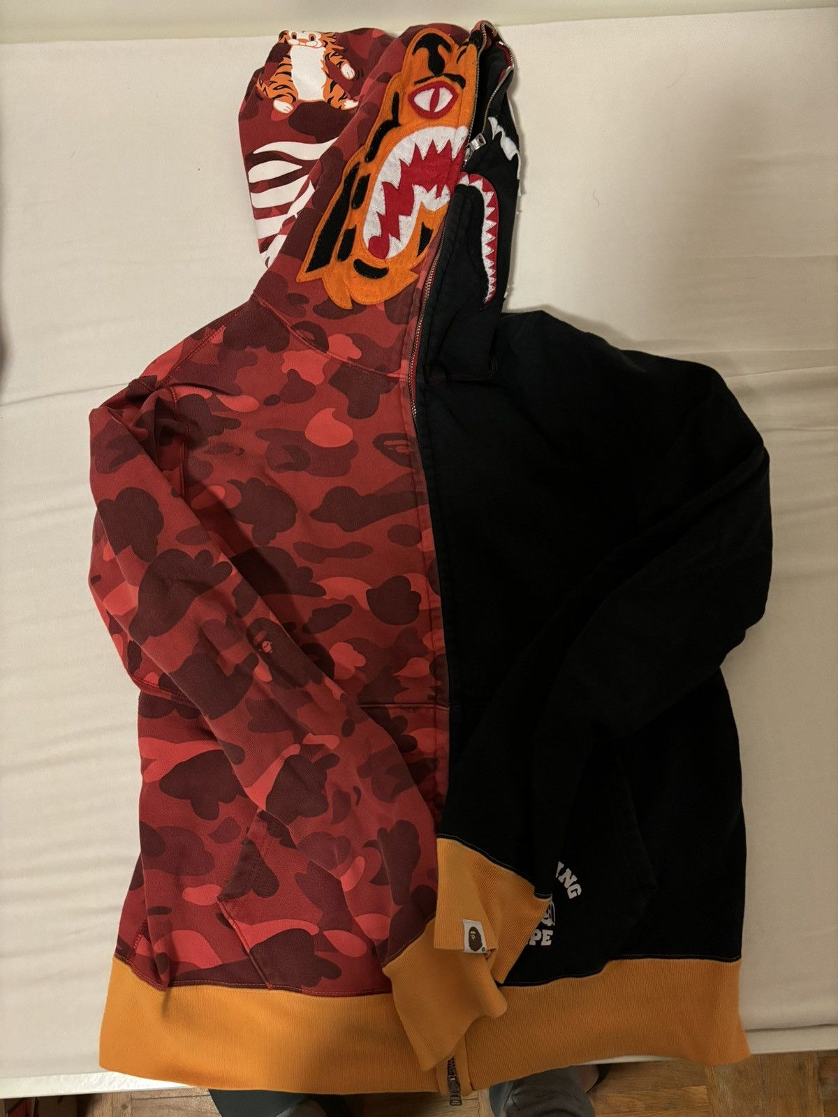 image of Bape Black And Red Hoodie, Men's (Size Large)