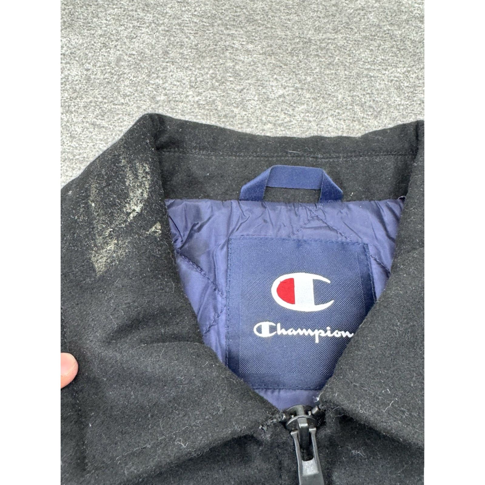 Champion VINTAGE Champion Wool Leather Jacket Black Men’s Large Quilt Lined Full Zip Jacket Size US L / EU 52-54 / 3 - 3 Thumbnail