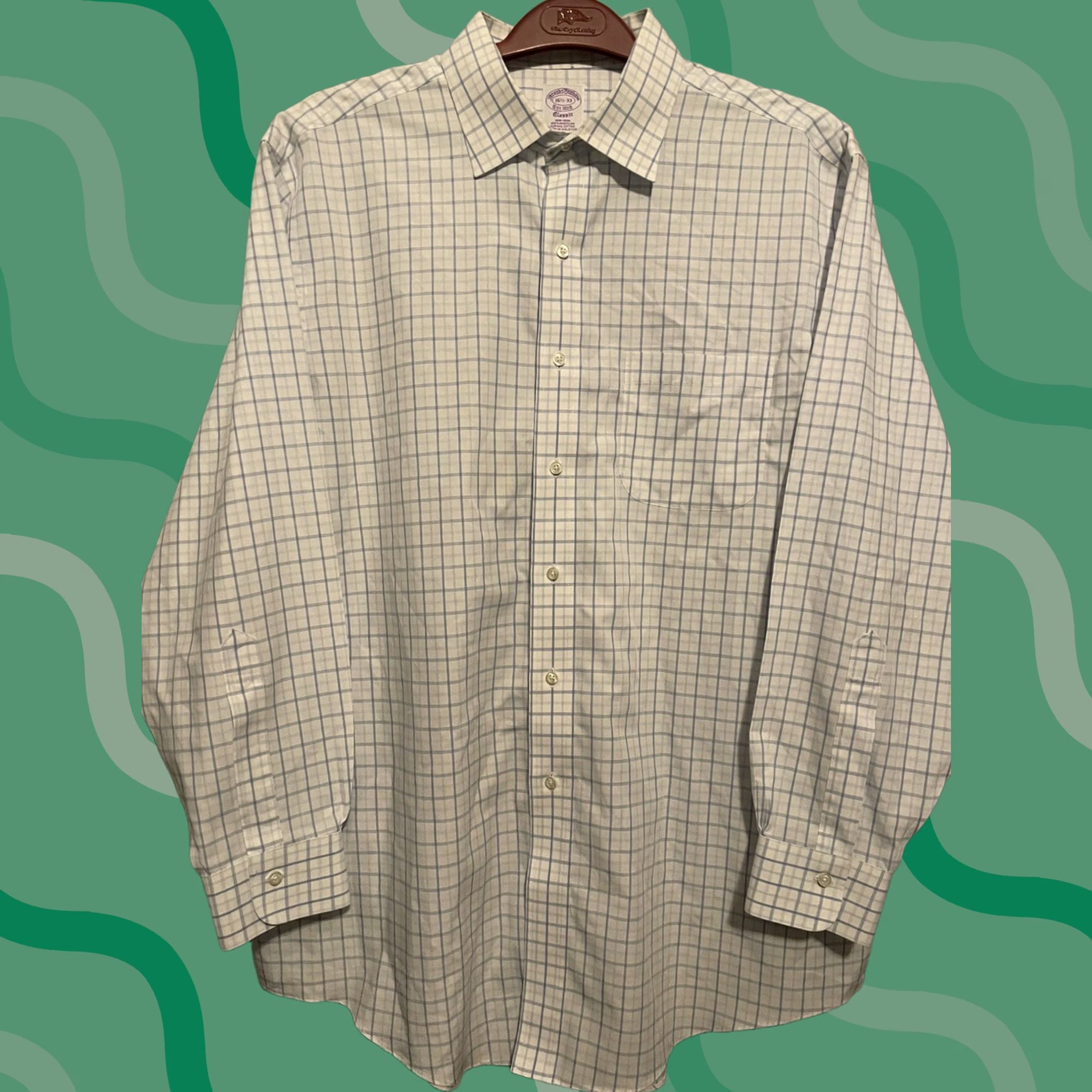 Brooks Brothers VINTAGE Brooks Brothers Shirt Mens 16.5-33 White Oxford Cloth Button Down Plaid 90s USA Size US XL / EU 56 / 4 - 1 Thumbnail