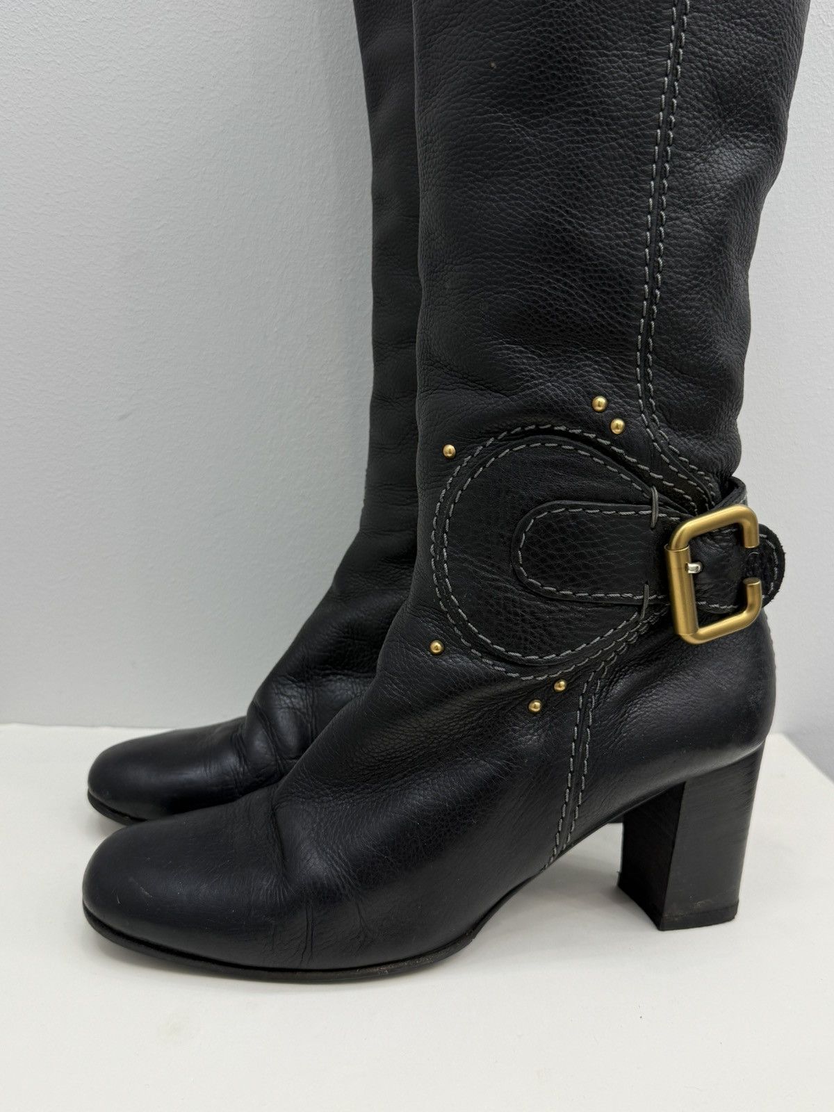 Chloe Chloe Black Leather Wrap Straps Buckle Heeled Boots Size US 9 / IT 39 - 2 Thumbnail