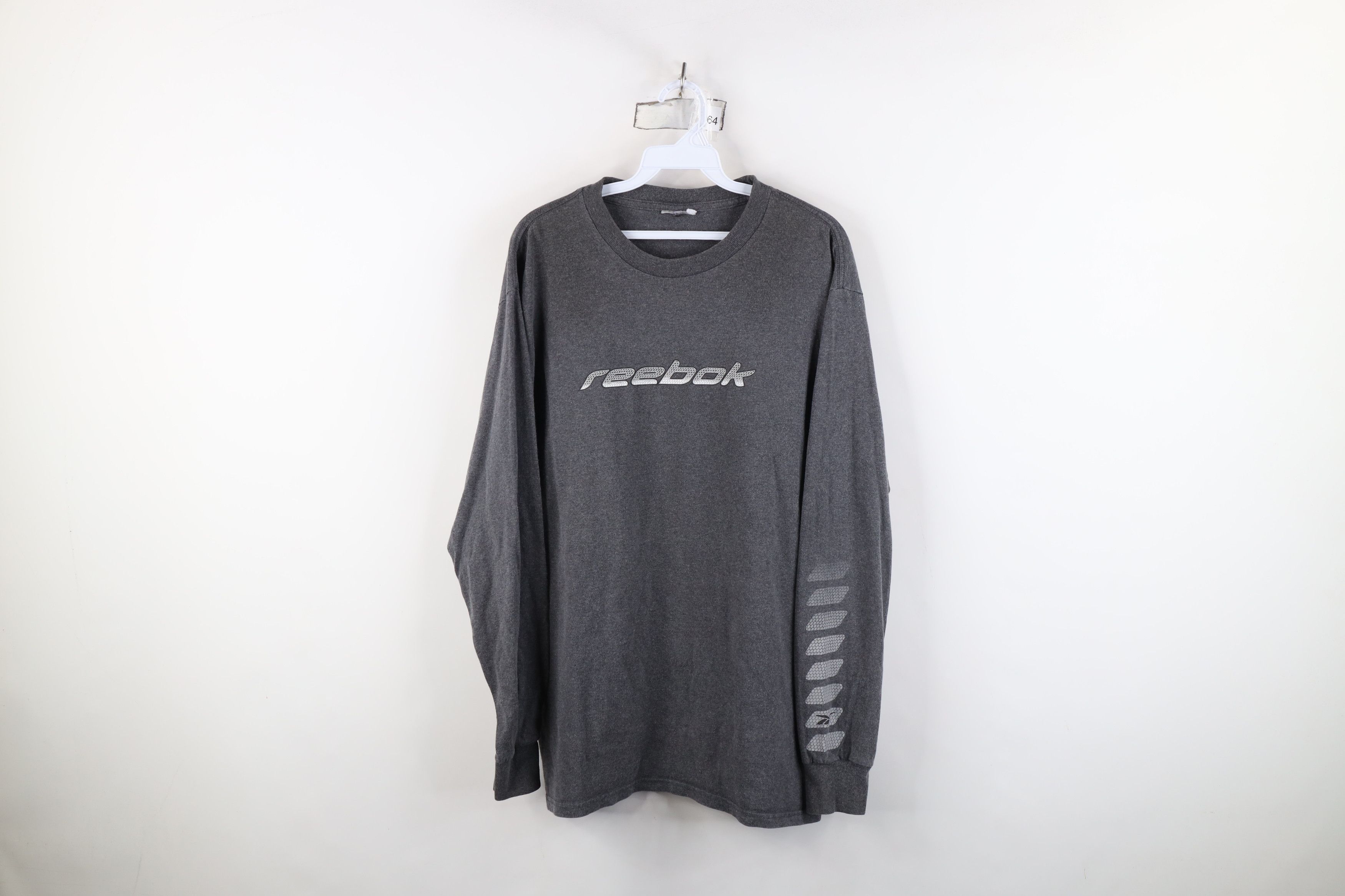 Reebok Vintage 90s Reebok Spell Out Long Sleeve T-Shirt Gray Cotton Size US M / EU 48-50 / 2 - 1 Thumbnail