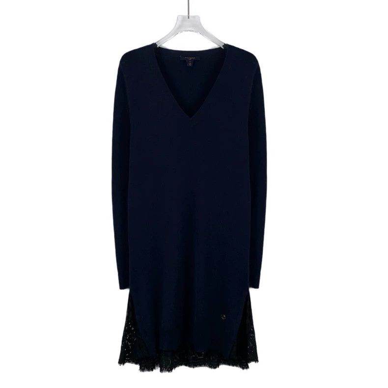 Louis Vuitton Louis Vuitton Blue Logo Wool V-Neck Dress Size M / US 6-8 / IT 42-44 - 1 Thumbnail