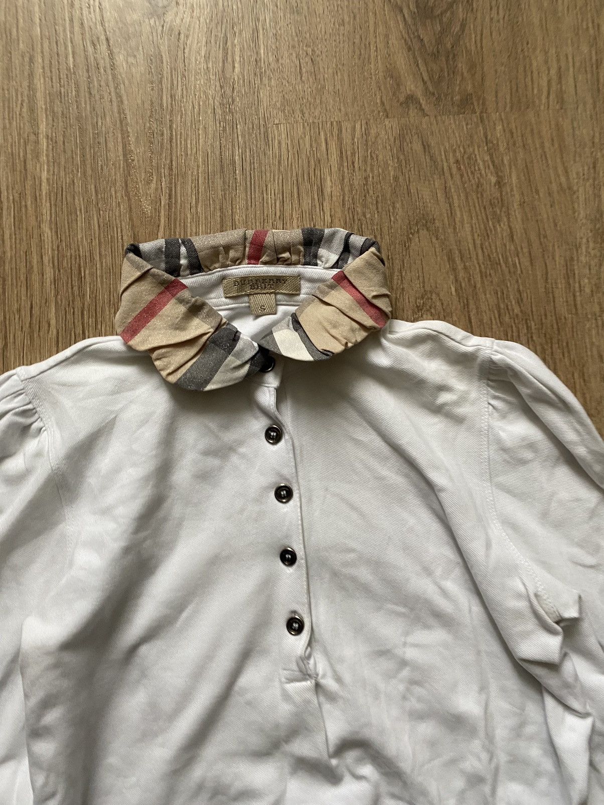 Burberry Burberry brit checkered neck cream/white button long sleeve Size S / US 4 / IT 40 - 2 Thumbnail