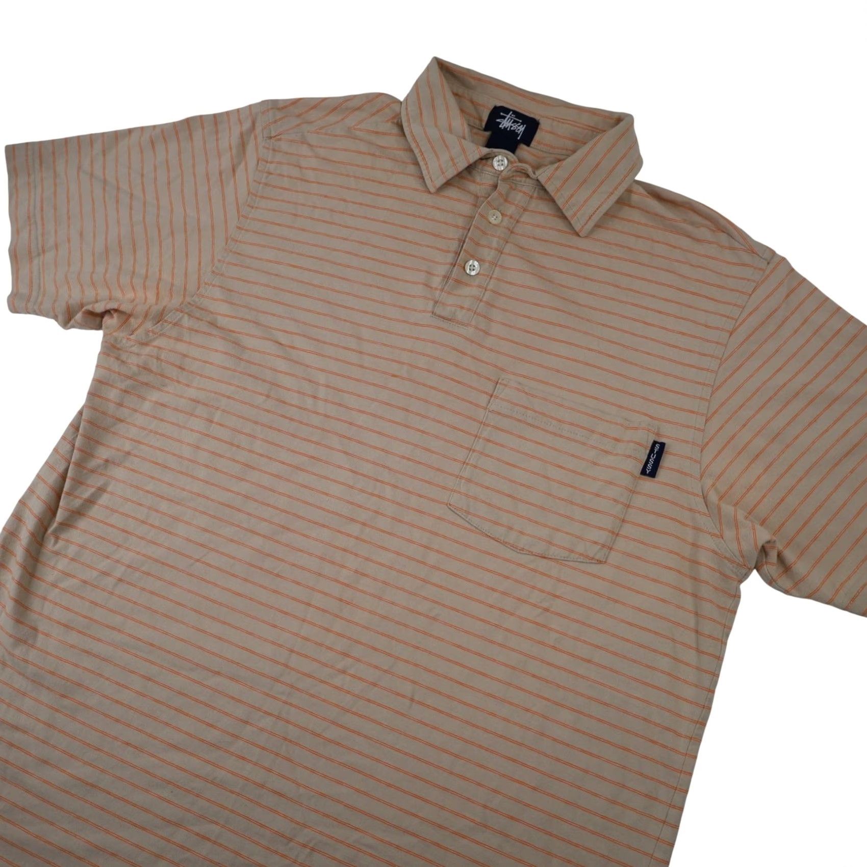 Vintage VINTAGE Stussy Striped Polo Shirt Mens Medium Tan M Shirt Mens Size US M / EU 48-50 / 2 - 2 Thumbnail