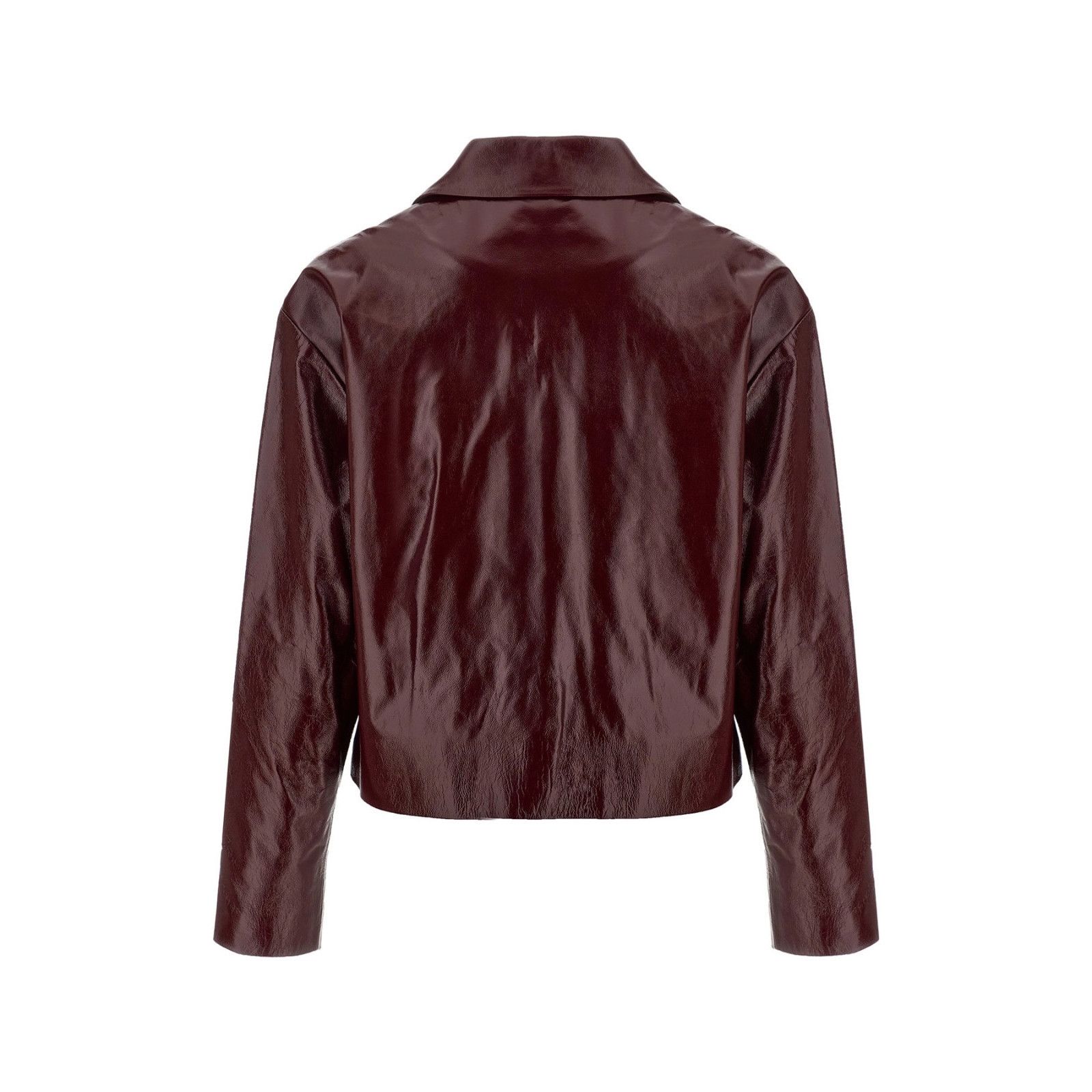 Self-Portrait SELF PORTRAIT Craque Red/Bordeaux Leather Crop Jacket New & Size XL / US 12-14 / IT 48-50 - 2 Thumbnail