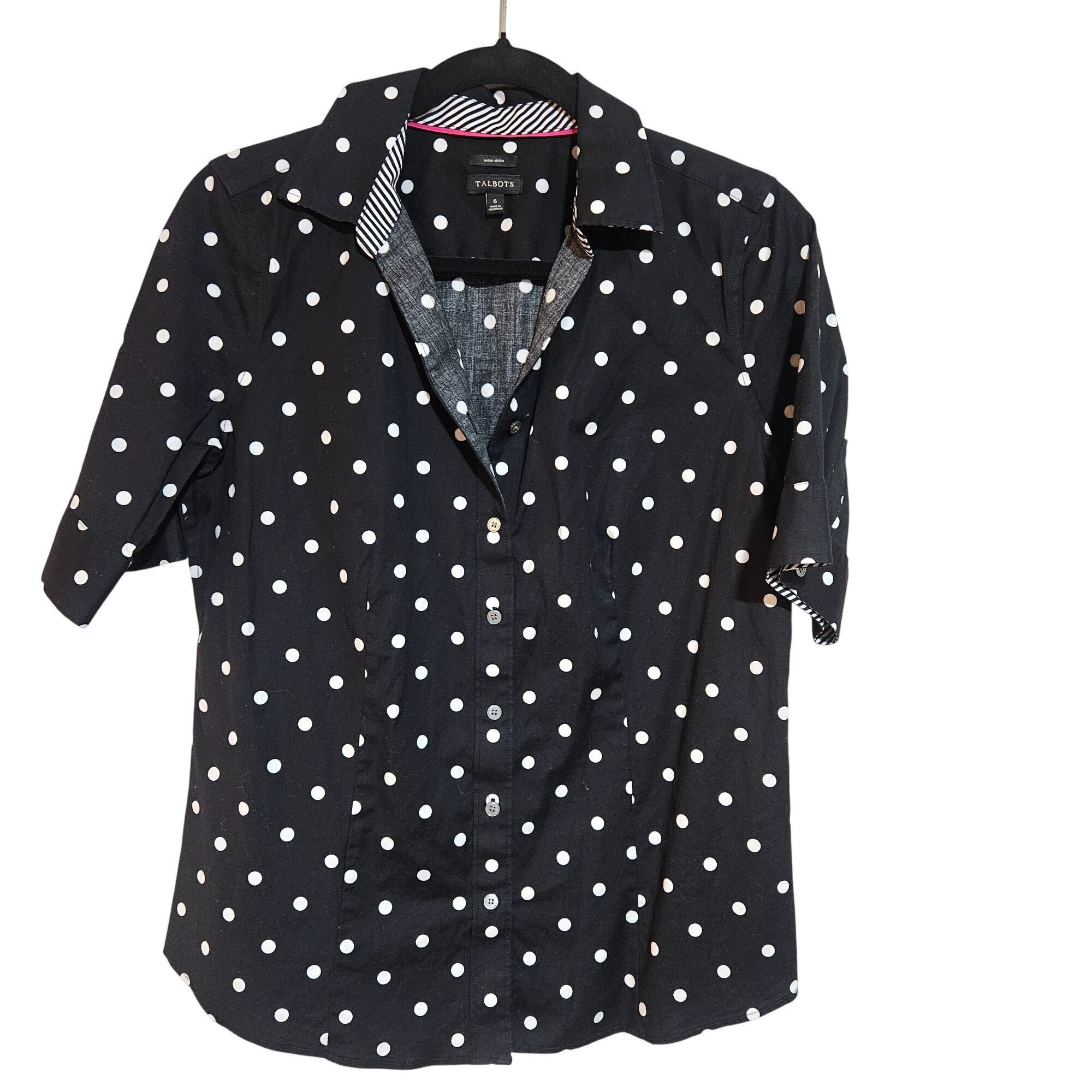 Talbots Talbots Woman Black White Trendy Polka Dot Top 6 Classic Ret Size M / US 6-8 / IT 42-44 - 2 Thumbnail