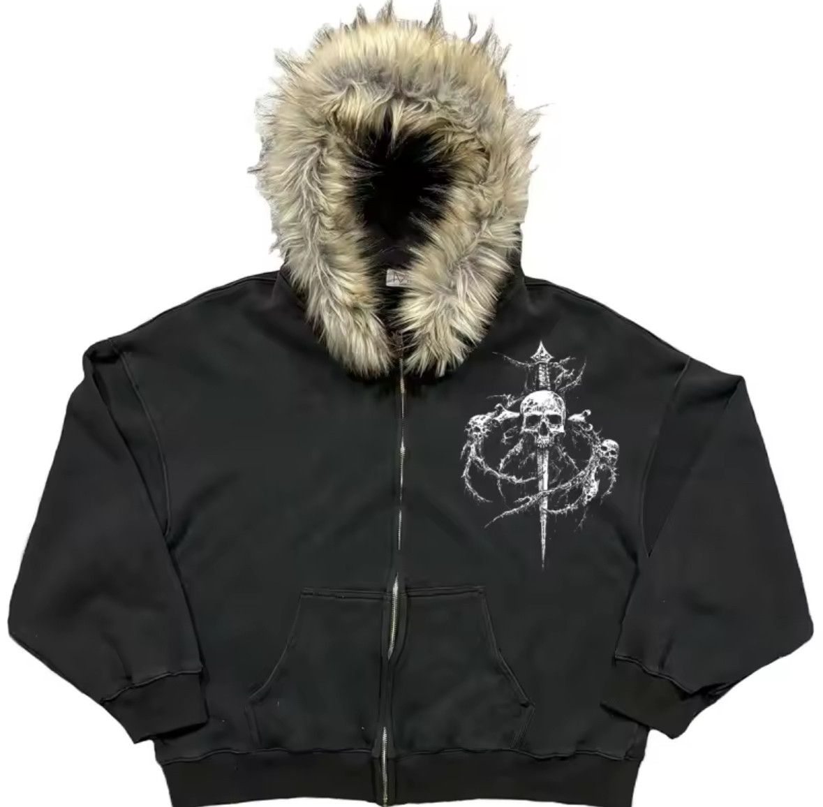 Other Fashion Punk Y2K Goth Grunge Skull Flurry Hat Fur Hoodies Size US L / EU 52-54 / 3 - 3 Thumbnail
