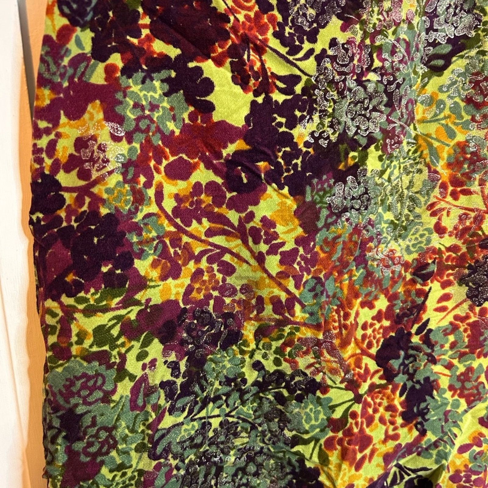 Anthropologie Odille Vintage Floral Velour Ruffle Skirt Size 27" / US 4 / IT 40 - 4 Thumbnail
