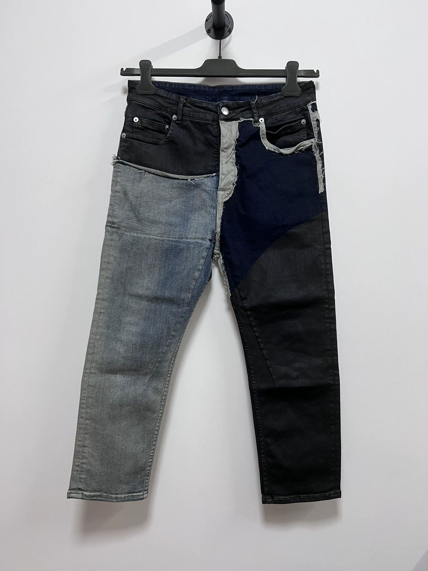 Rick Owens Waxed Denim Patch Pants
