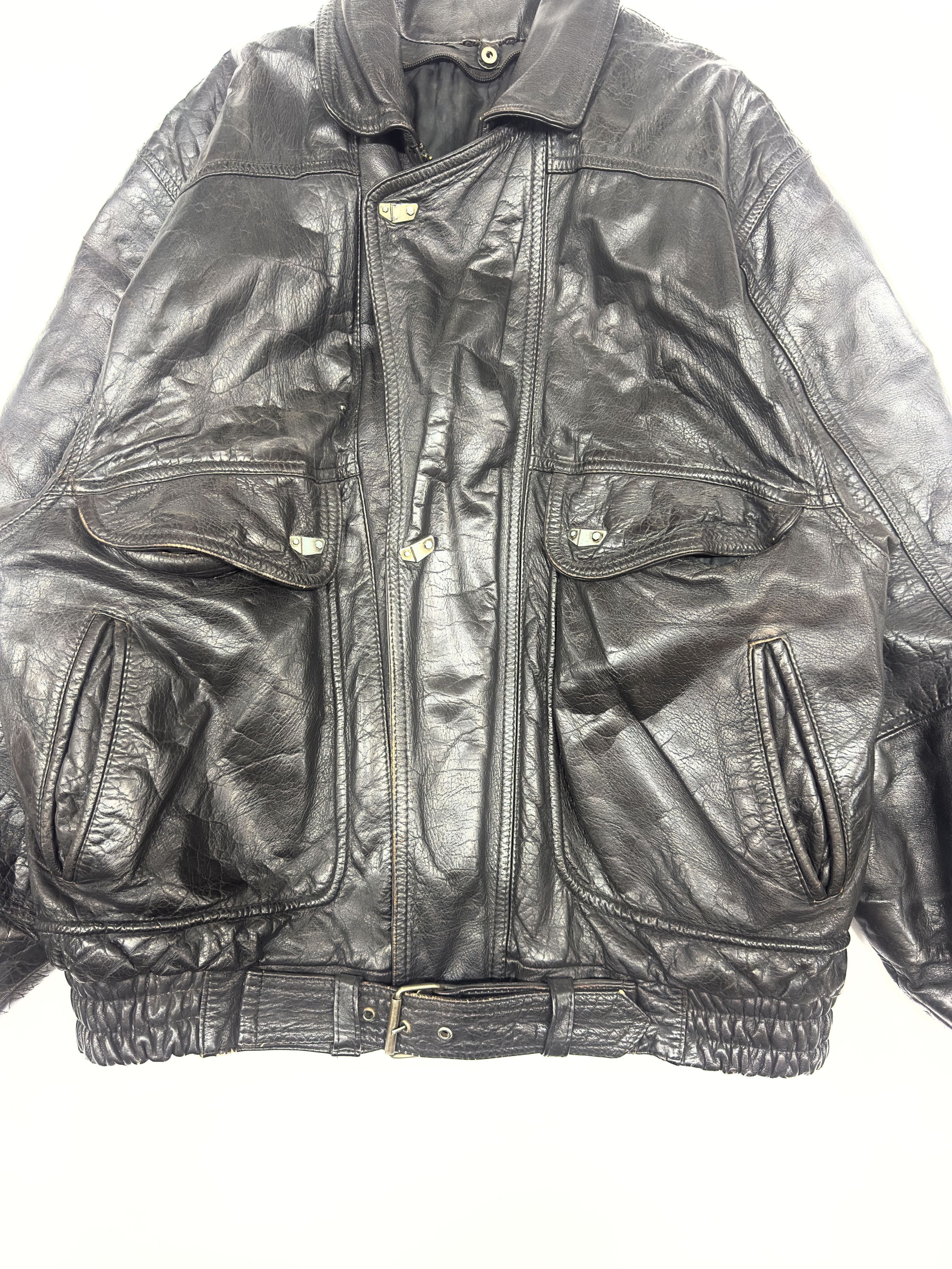 Vintage Daniel Ricci Vintage Heavy Leather Bomber Jacket 1990s Size US L / EU 52-54 / 3 - 5 Thumbnail