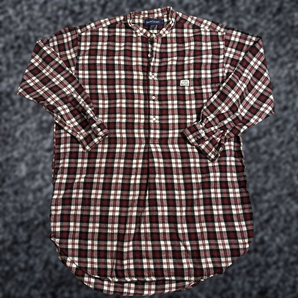 Ralph Lauren VINTAGE Ralph Lauren Polo Shirt Men's Large Plaid Red White 3/4 Sleeve Cotton Flannel Button-Up Logo Classic Polo Shirt Mens Size US L / EU 52-54 / 3 - 1 Thumbnail