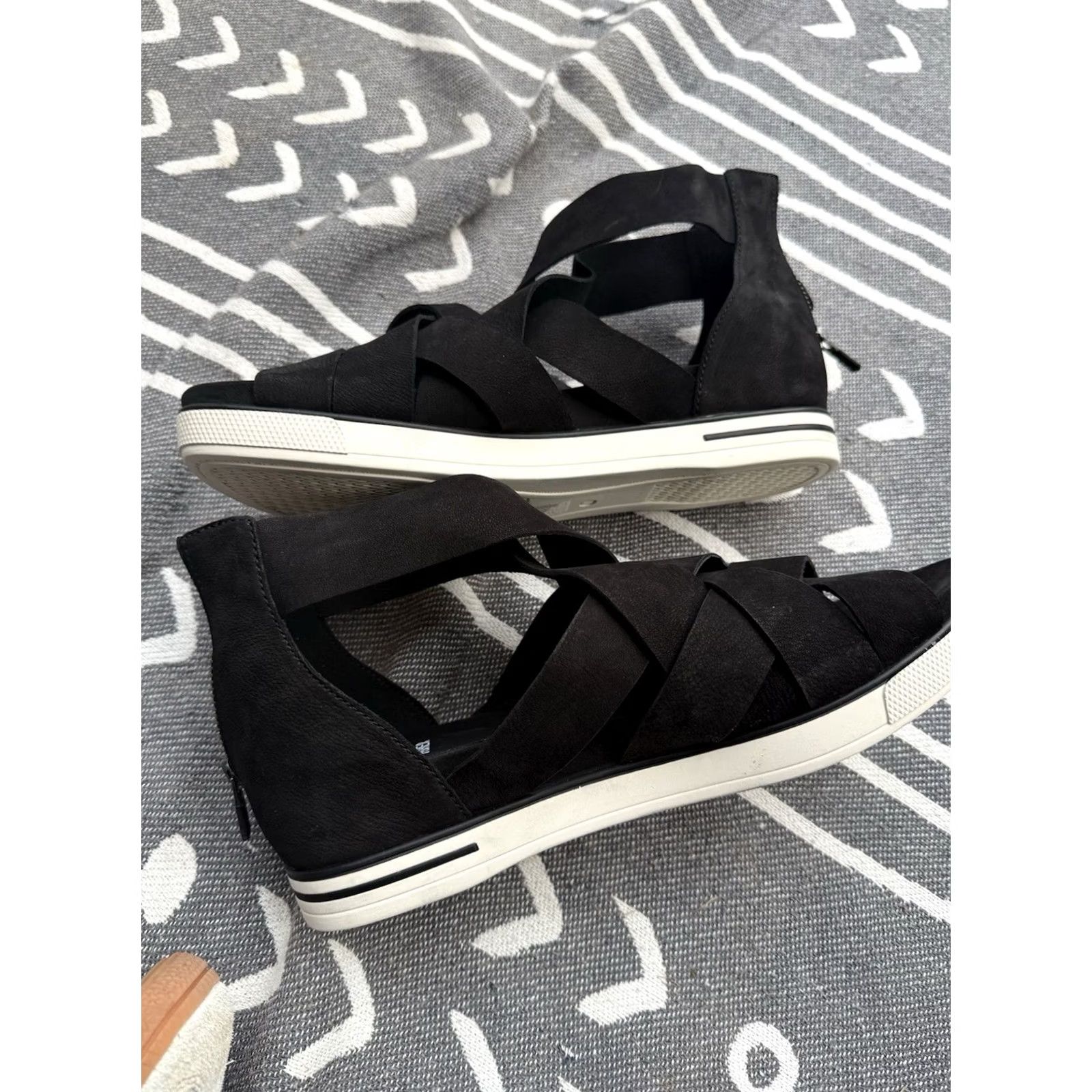 Eileen Fisher Eileen Fisher Women's Sandals Sport Sneaker Flat Heel Zip Strappy Leather Black 11 Shoes Womens Size US 11 / IT 41 - 6 Thumbnail