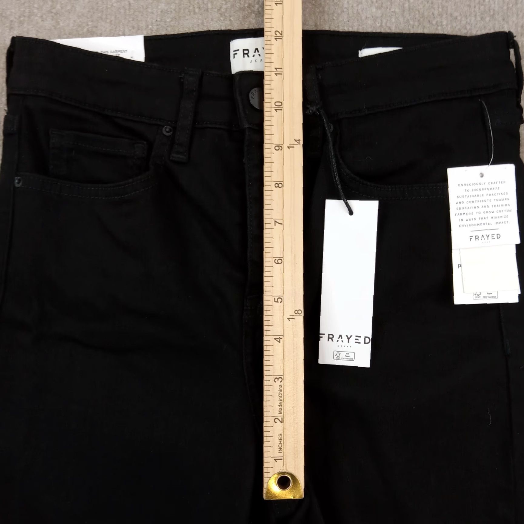 Vintage Frayed Jeans Womens High Rise Skinny Black Denim Jeans 29 Size 29" - 7 Thumbnail