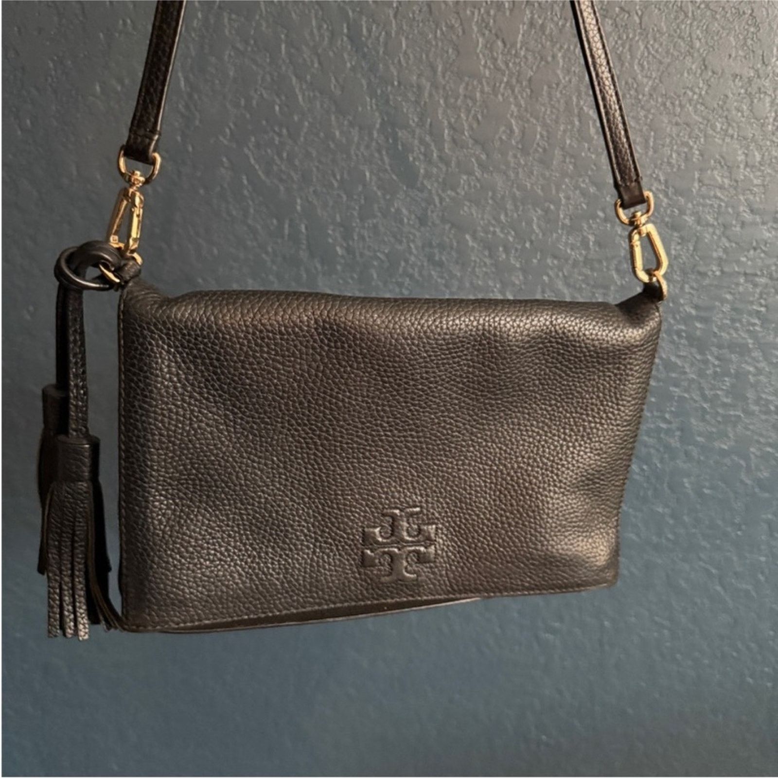 Tory Burch $298 Black Leather Crossbody Bag, Women's