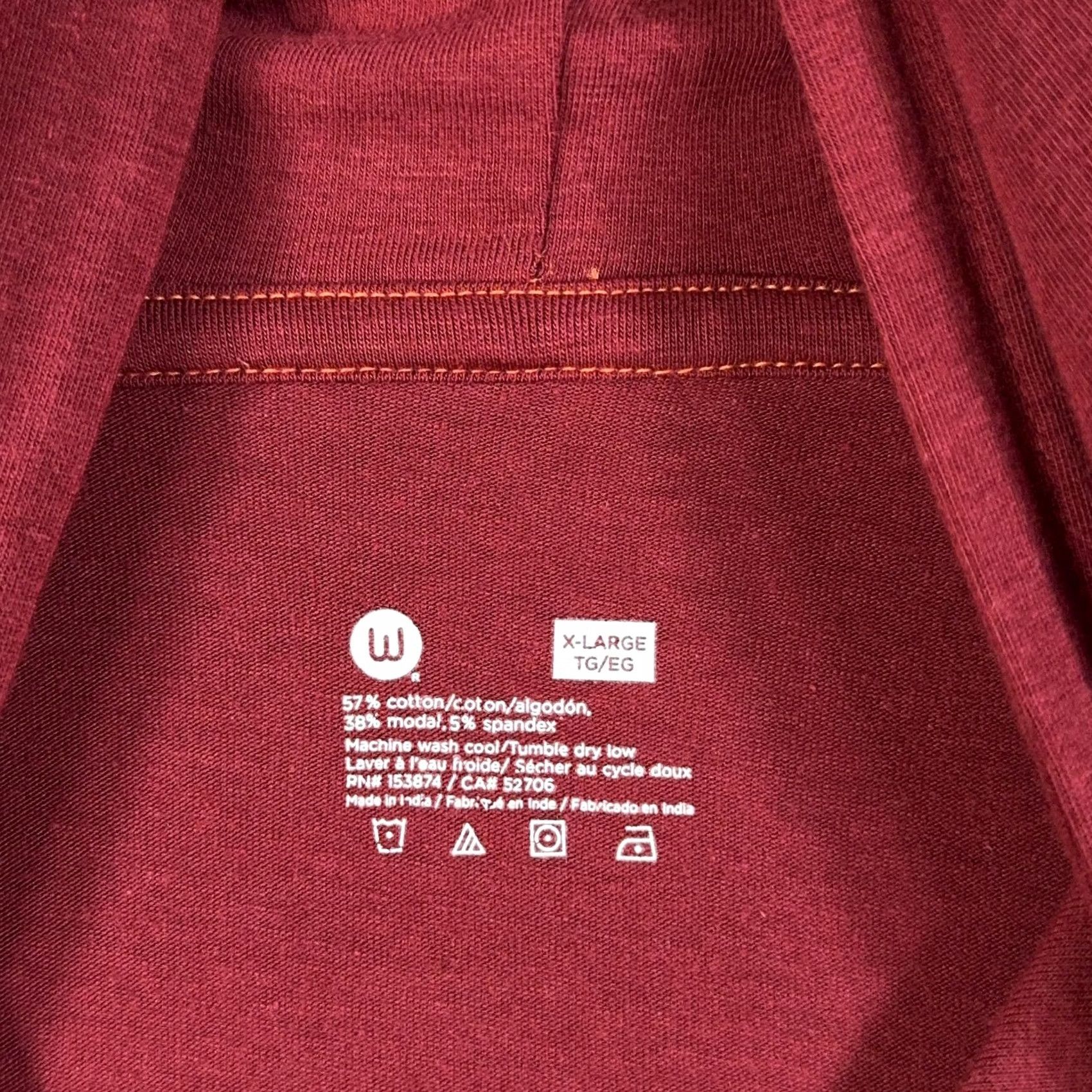 Vintage Wood Underwear Hoodie Mens XL Red Tencel Modal Cotton Long Sleeve Lounge Shirt Size US XL / EU 56 / 4 - 3 Thumbnail