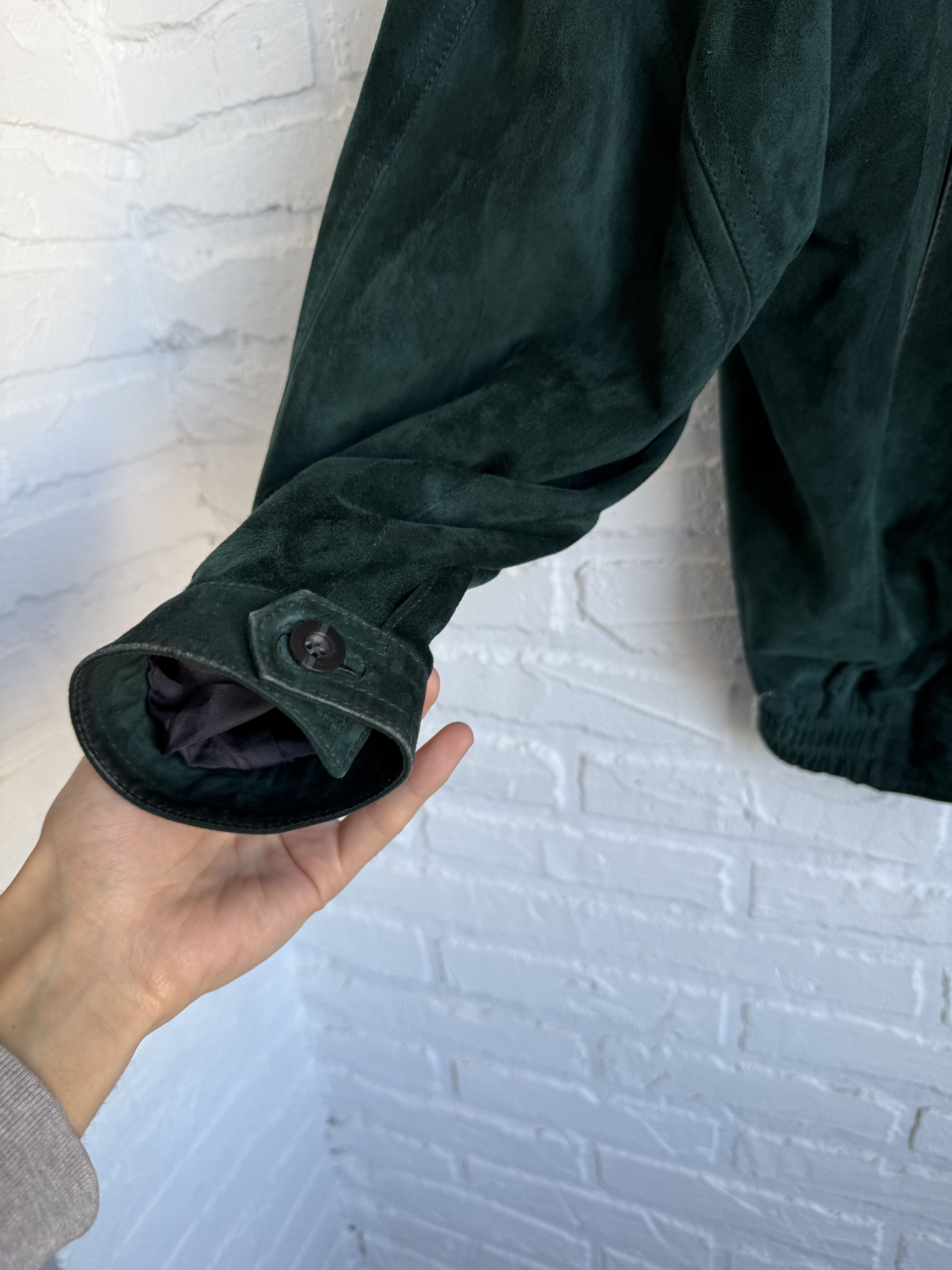 Burberry Vintage Burberrys Suede Leather bomber jacket Dark Green Size US L / EU 52-54 / 3 - 20 Thumbnail