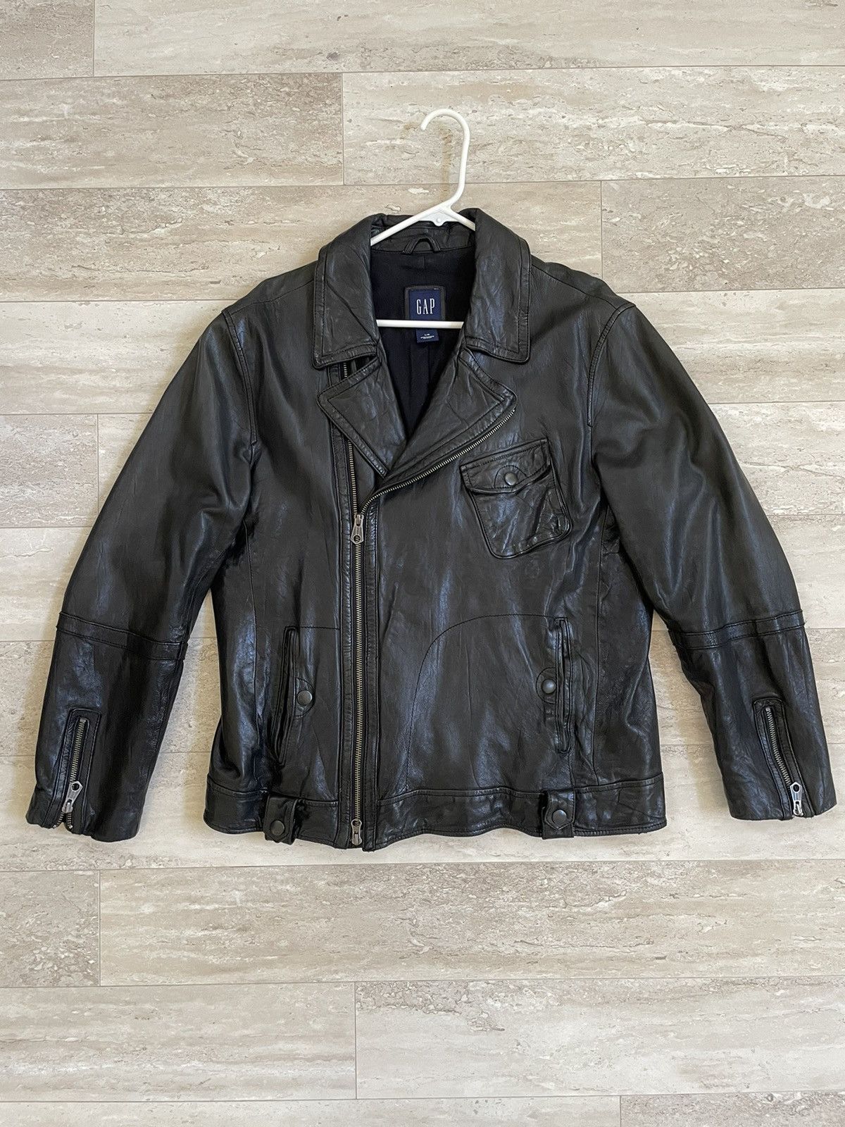 Gap × Vintage GAP Calf-Skin Leather Jacket Size US L / EU 52-54 / 3 - 1 Thumbnail