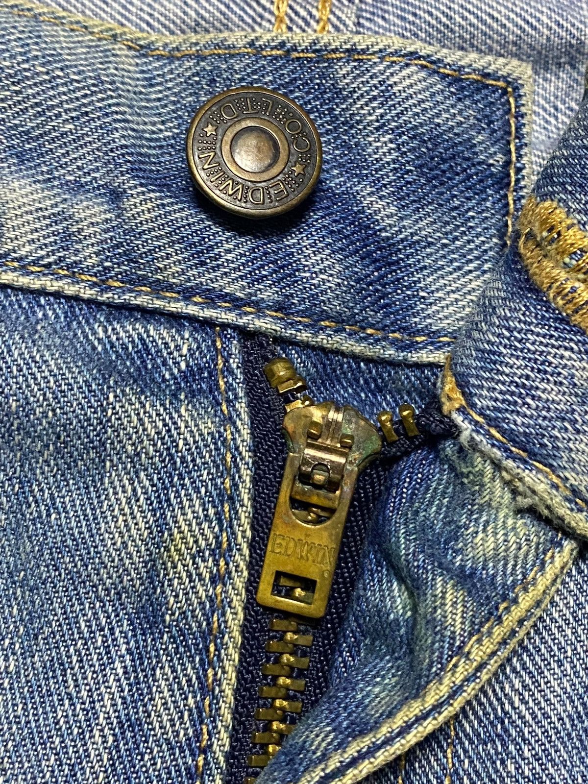Edwin Vintage Edwin 407 Grunge Blue Wash Distressed Jeans Size US 34 / EU 50 - 7 Thumbnail