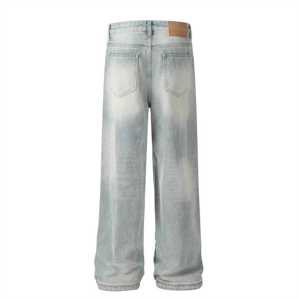 Japanese Brand × Jean Men's loose wide-leg ripple washed straight jeans Size US 32 / EU 48 - 3 Thumbnail