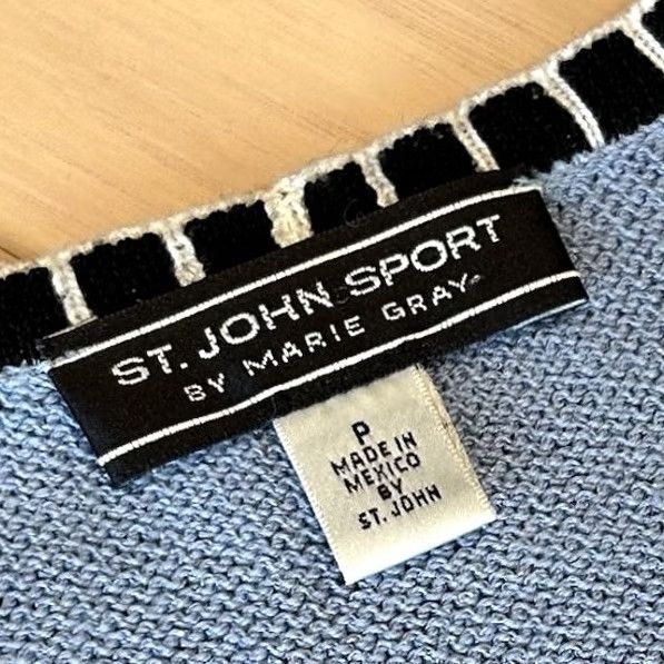 St. John St. John Sport Santana Knit Cardigan Light Blue Long Sleeve Women’s P Cardigan Wool Blend Tight-Knit Pockets V-Neck Modern Classic Womens Size S / US 4 / IT 40 - 6 Thumbnail