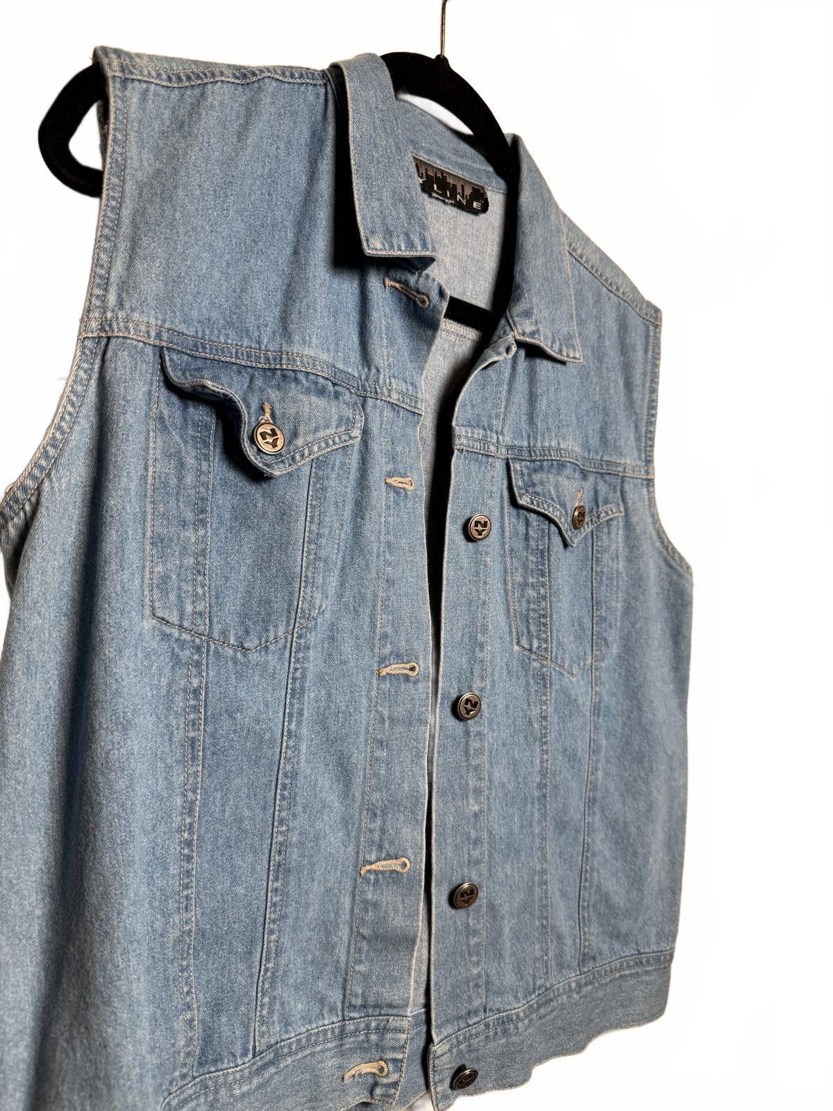 Designer vintage NY 90s Denim Blue Cut off Vest Size L / US 10 / IT 46 - 1 Thumbnail