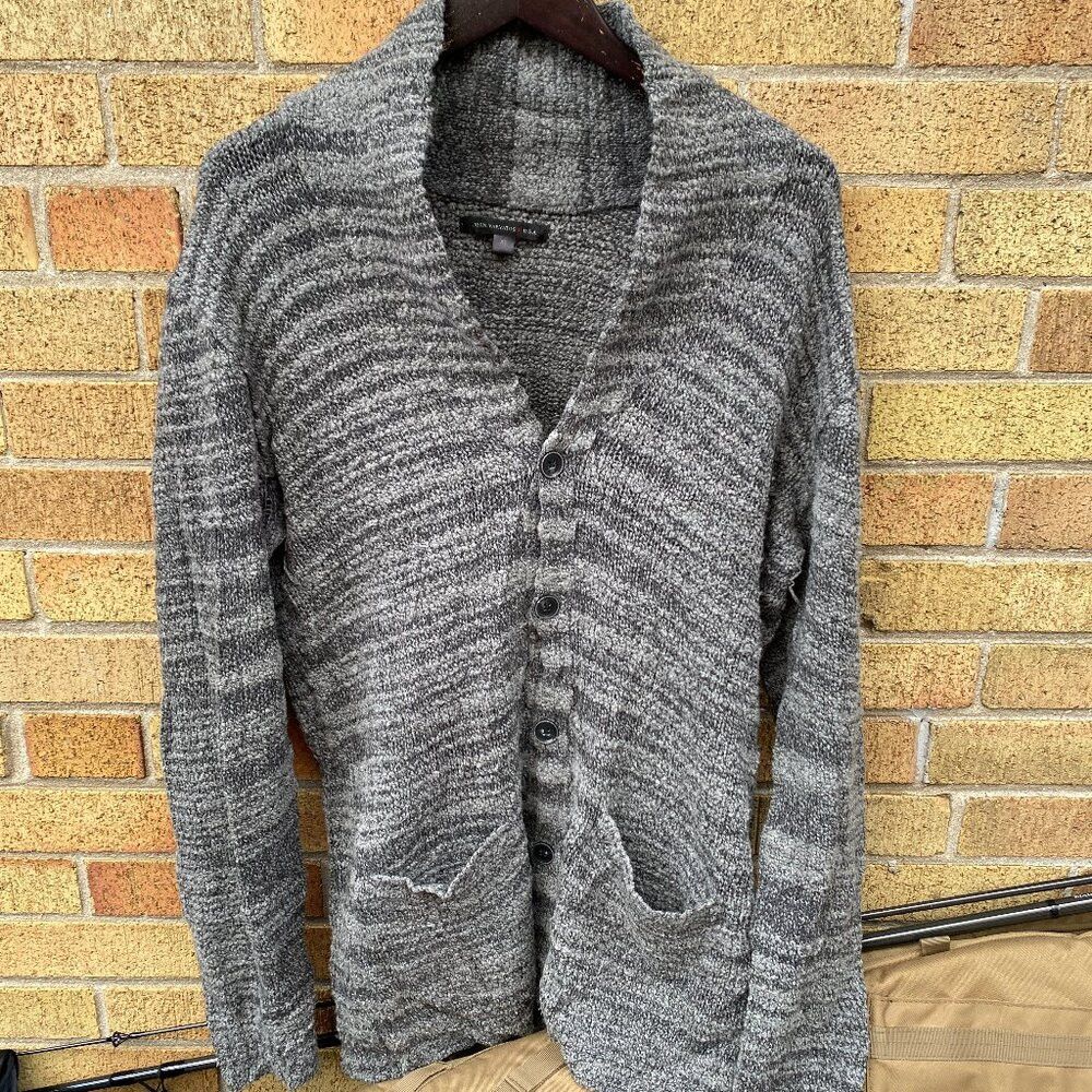 John Varvatos Vintage John Varvatos USA Knit Cardigan Sweater XL Gray Size US XL / EU 56 / 4 - 2 Thumbnail
