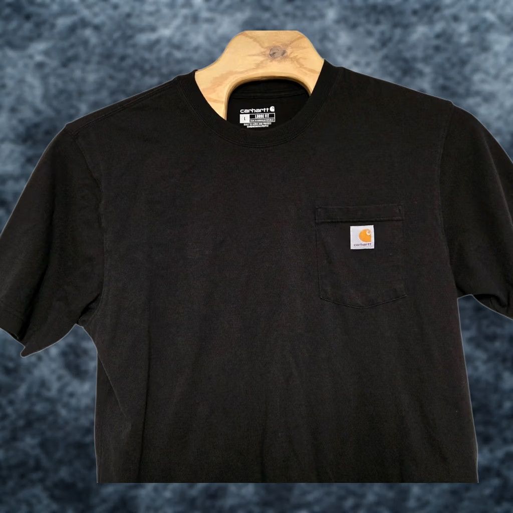 Carhartt Carhartt K87 T Shirt Black XXL Loose Fit 2XL PreLoved 100% Heavy Cotton Logo Pocket Crew Neck Men Shirt Regular Modern Classic Mens HERITAGE Size US L / EU 52-54 / 3 - 1 Thumbnail
