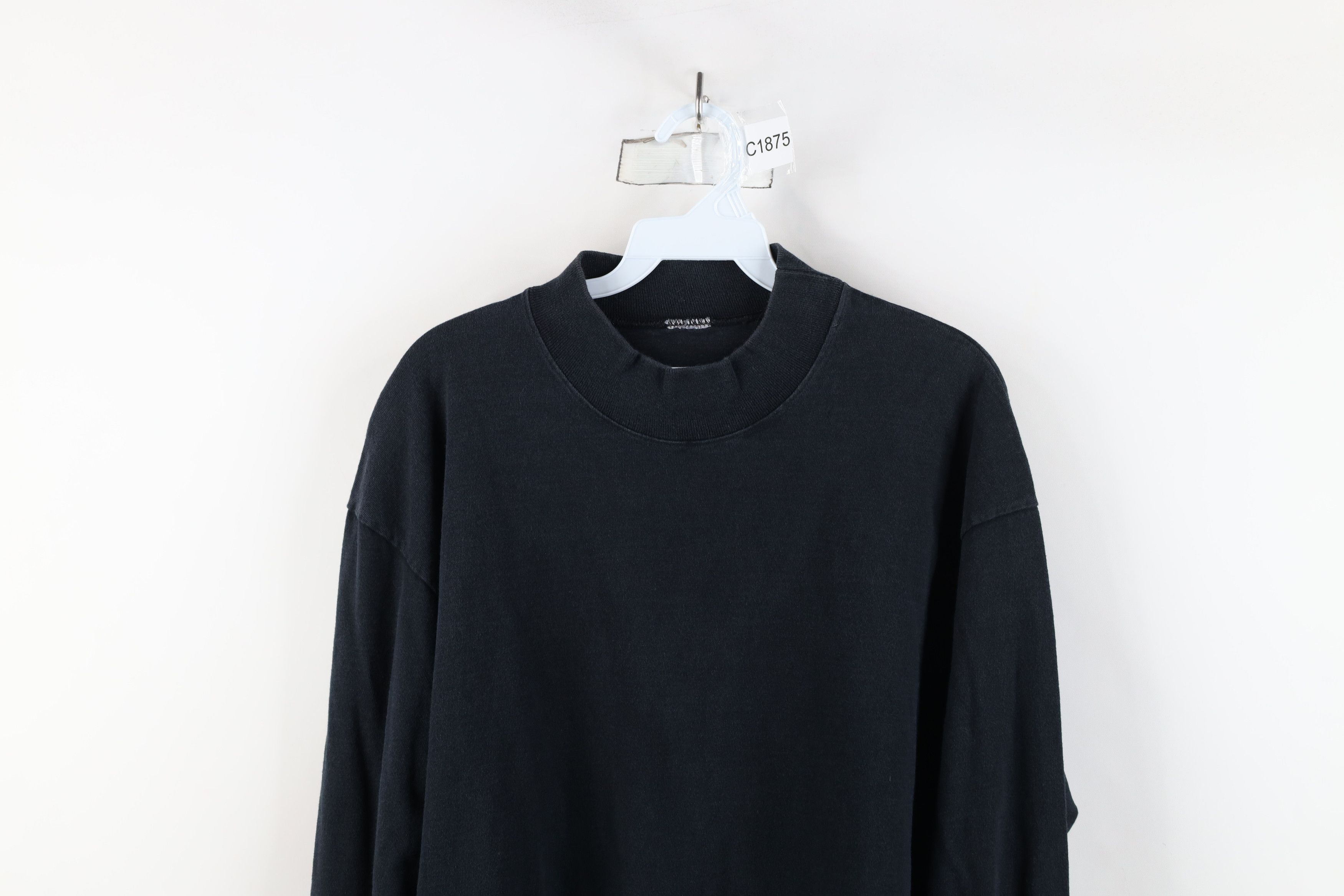 Vintage Vintage 90s Streetwear Blank Heavy Cotton Mock Neck T-Shirt Size US L / EU 52-54 / 3 - 2 Thumbnail