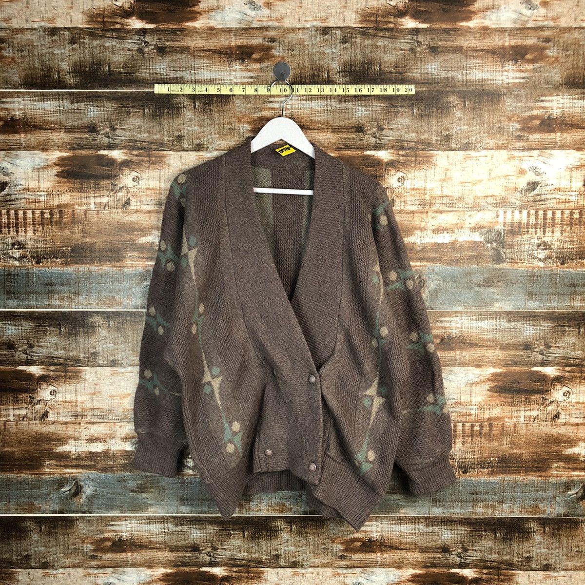 Japan vintage art Brown Cardigan Knitwear #A1692