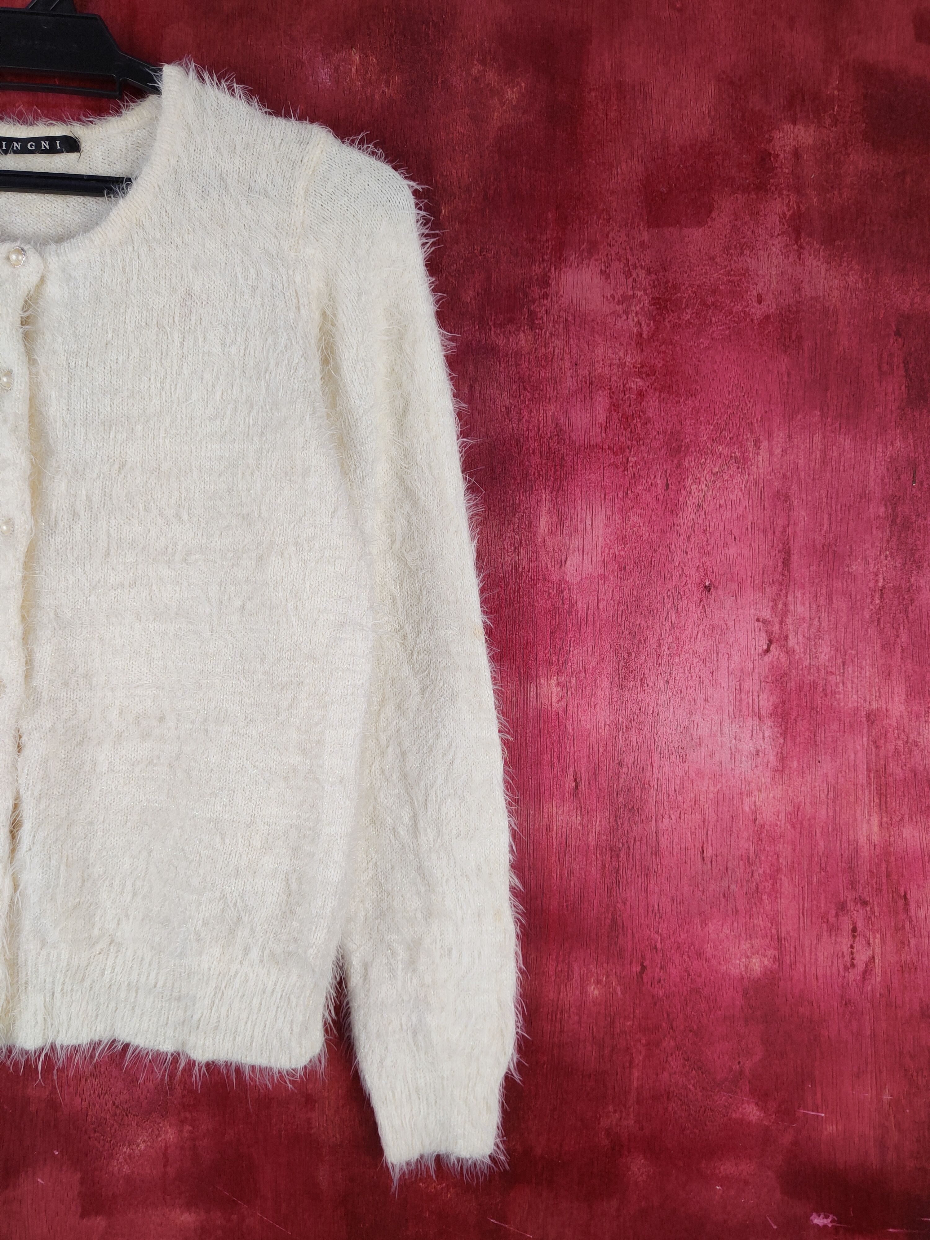 Homespun Knitwear Ingni Yellow Shag Shaggy Fur Mohair Knitwear Cardigan #S1986 Size S / US 4 / IT 40 - 5 Thumbnail