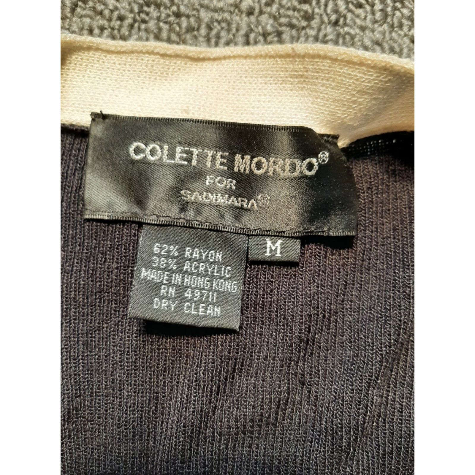 Vintage Colette Mordo open front long sleeve black white womens M medium Sadimara cardigan sweater Size M / US 6-8 / IT 42-44 - 2 Thumbnail