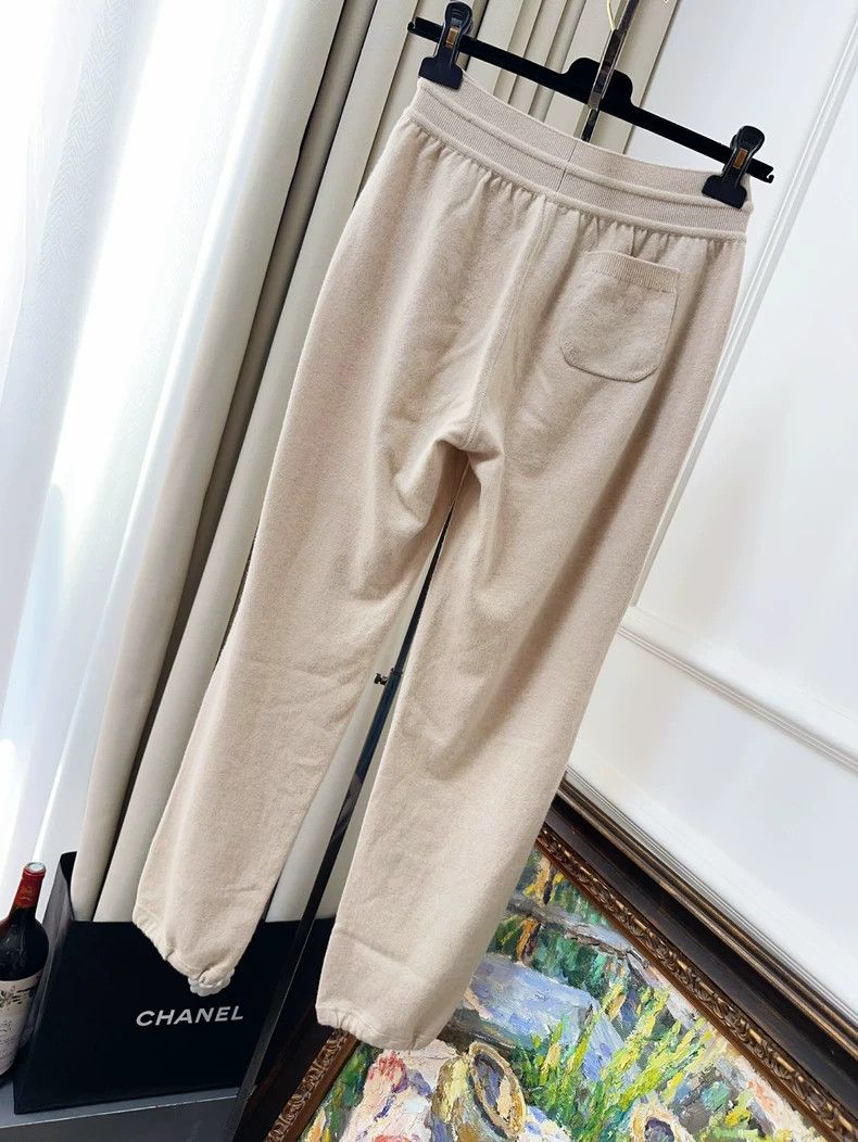 Loro Piana LORO PIANA Beige small cashmere knit trousers Size 25" / US 0 / IT 36 - 2 Thumbnail