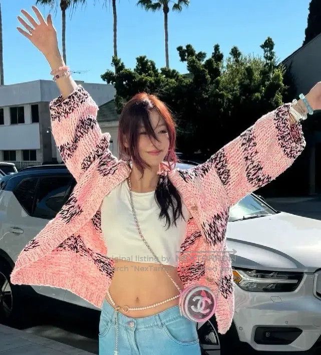 Chanel Chanel 20S Roof Series Pink Thick Line Knitted Cardigan co Size XS / US 0-2 / IT 36-38 - 1 Thumbnail