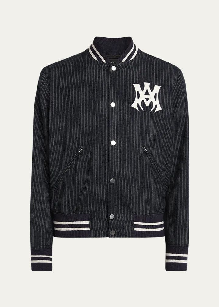 Amiri o1h1sh10525 Hollywood Pinstripe Bomber in Midnight Blue Size US L / EU 52-54 / 3 - 1 Thumbnail
