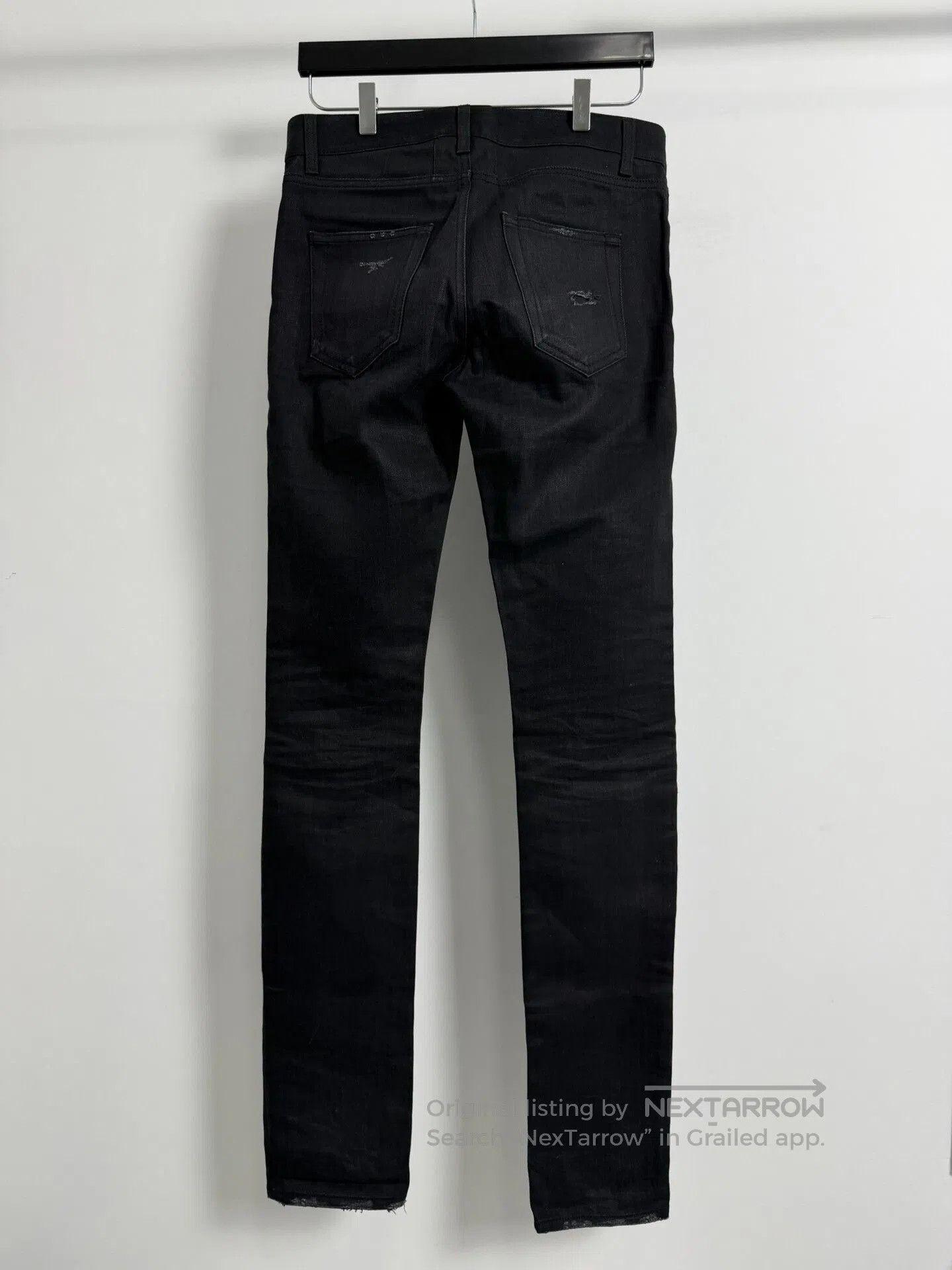 Saint Laurent Paris Saint Laurent Black Distressed Denim Pants. Size US 29 - 2 Thumbnail