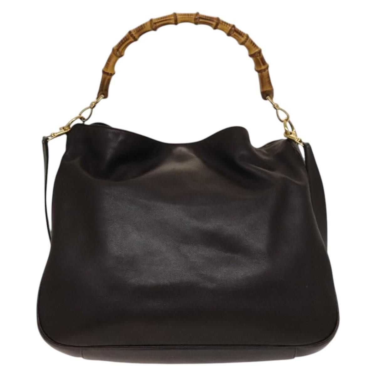Gucci GUCCI Bamboo Shoulder Bag Leather Brown Gold Size ONE SIZE - 3 Thumbnail