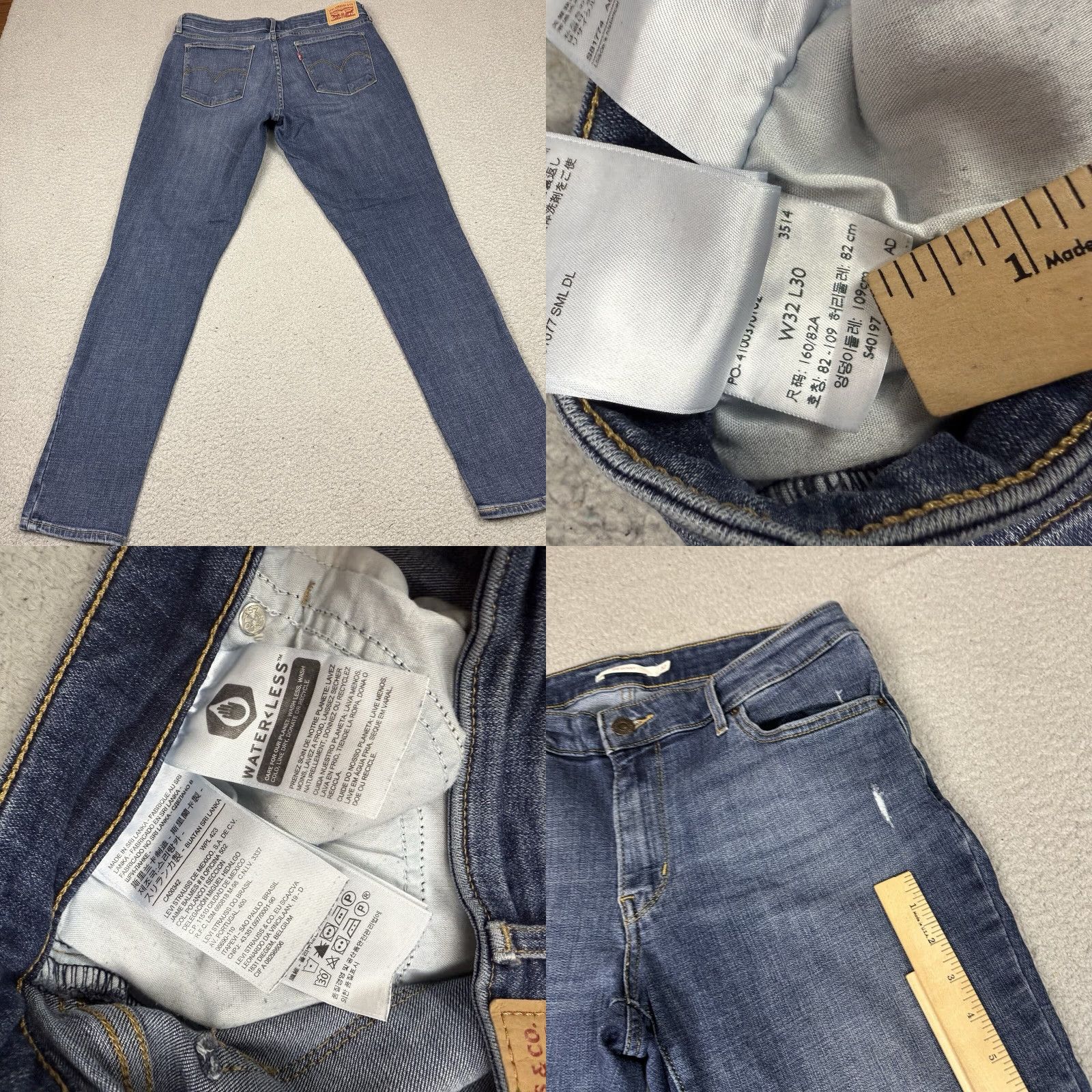 Levi's VINTAGE Levi's 711 Jeans Mens 32x30 Blue Denim Skinny 5-Pocket Design Stretch Comfort Size US 32 / EU 48 - 8 Thumbnail