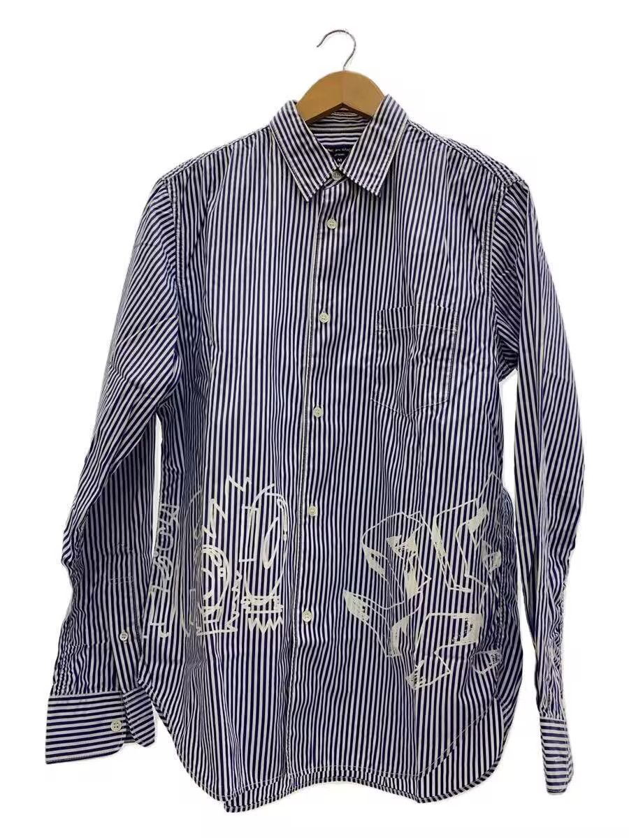 Graffiti Graphic Striped Button Shirt