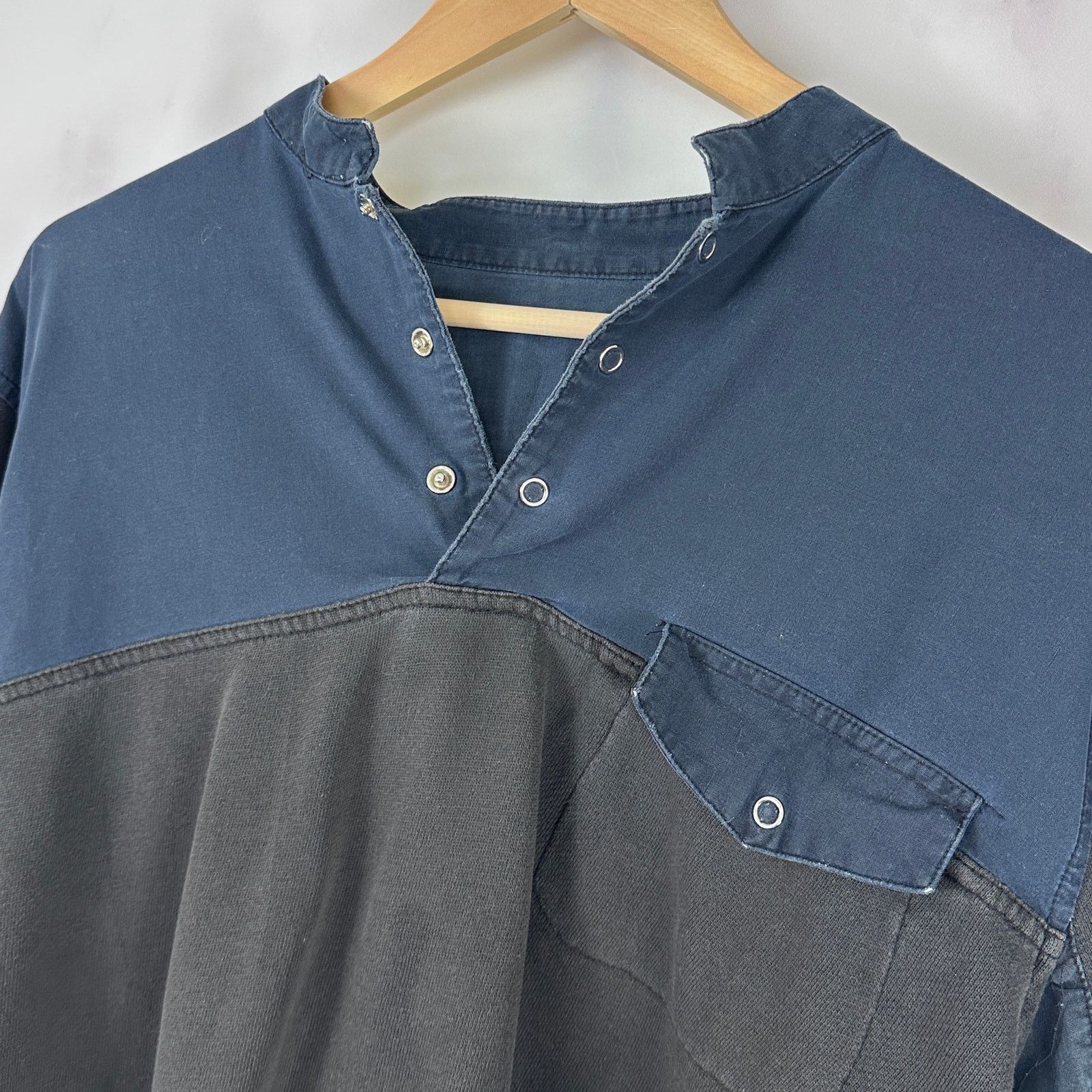 Vintage Blue/Black Expand Henley Sweatshirt Size US L / EU 52-54 / 3 - 2 Thumbnail