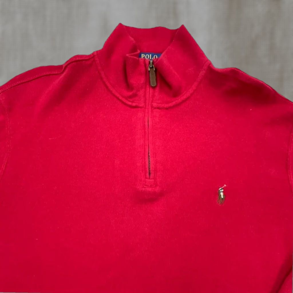 Polo Ralph Lauren Polo Ralph Lauren Sweater Men Large Red Knit Sweatshirt 1/4 Zip Mock Neck Embroidered Logo Zipper Size US L / EU 52-54 / 3 - 1 Thumbnail