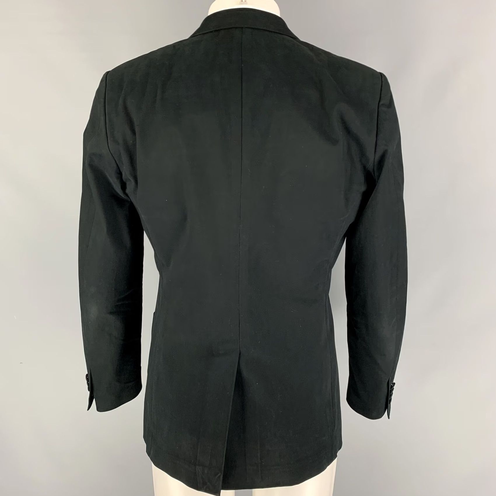 Dolce & Gabbana DOLCE & GABBANA Sport Coat Black Cotton Blend Notch Lapel 40 Adult Men Italy Size US XXS / EU 40 - 3 Thumbnail