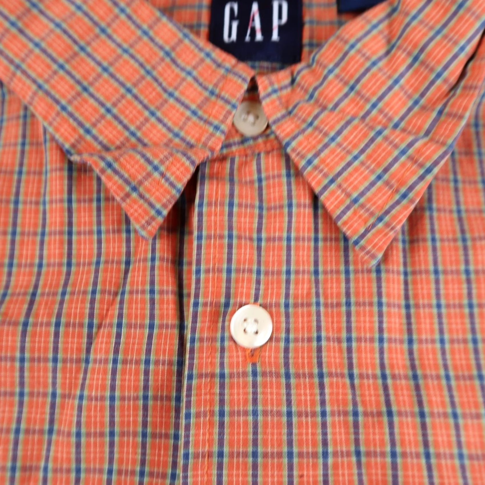 Gap VINTAGE Gap Shirt Men M Orange Plaid Button-Up Short Sleeve 90s Classic Size US M / EU 48-50 / 2 - 4 Thumbnail