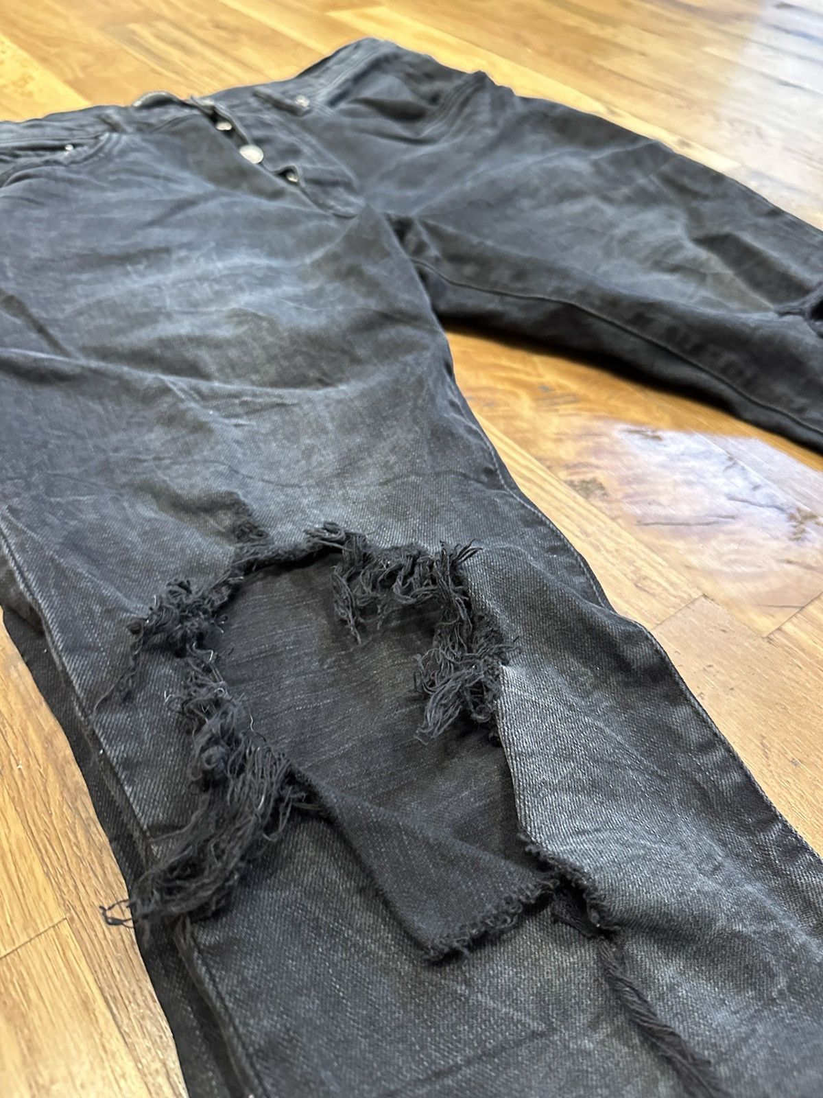 Purple Brand Purple Brand Knee Hole Plain Black Denim Jeans Size 34 Size US 34 / EU 50 - 3 Thumbnail